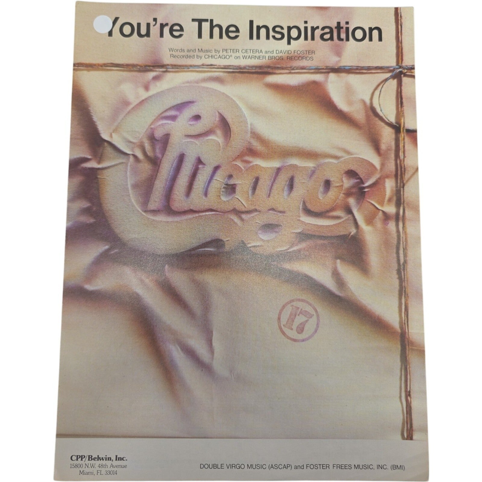 You're The Inspiration Sheet Music Chicago Peter Cetena David Foster 1984