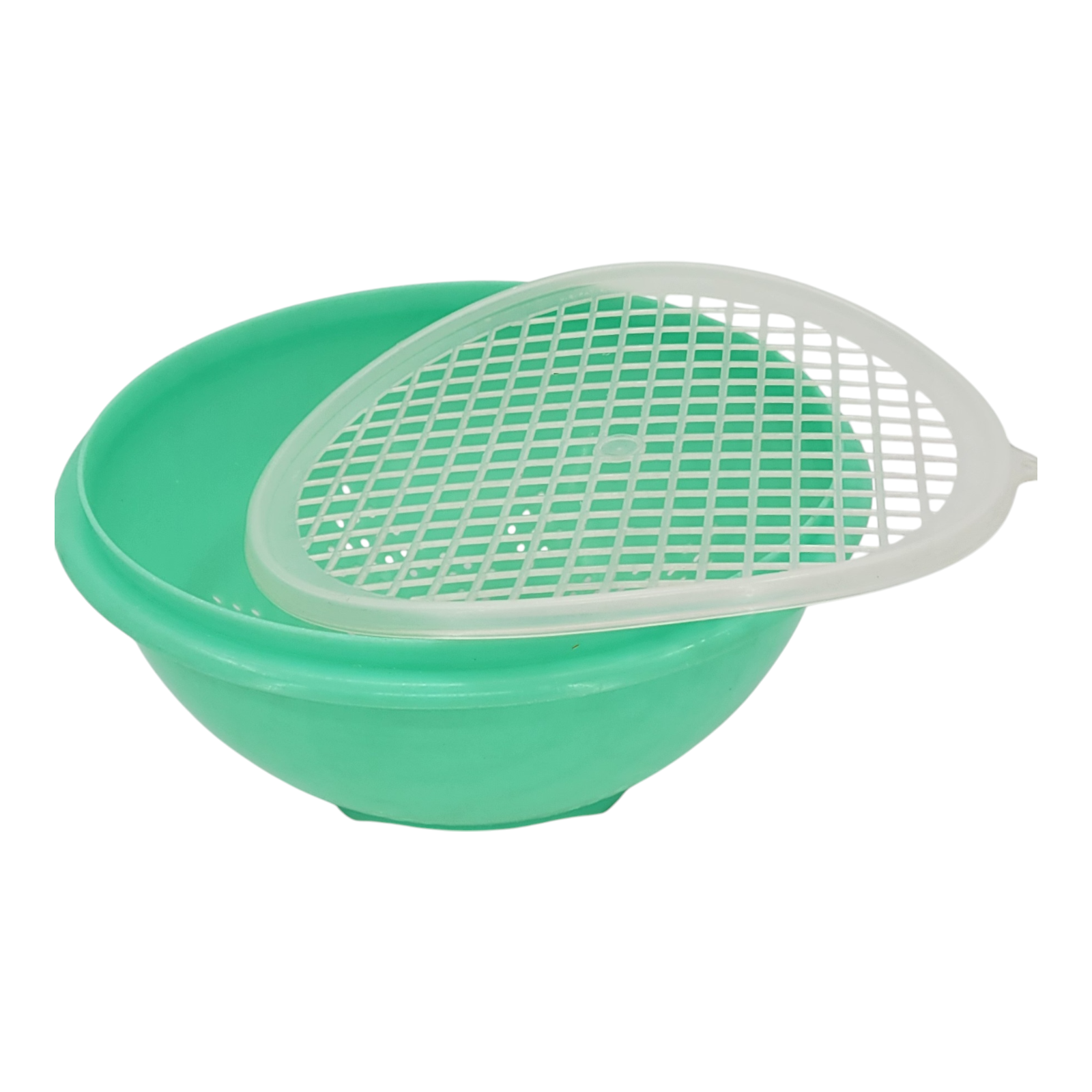 Vintage Tupperware Footed Colander Strainer Bowl Light Green 339-3 with Grid Lid