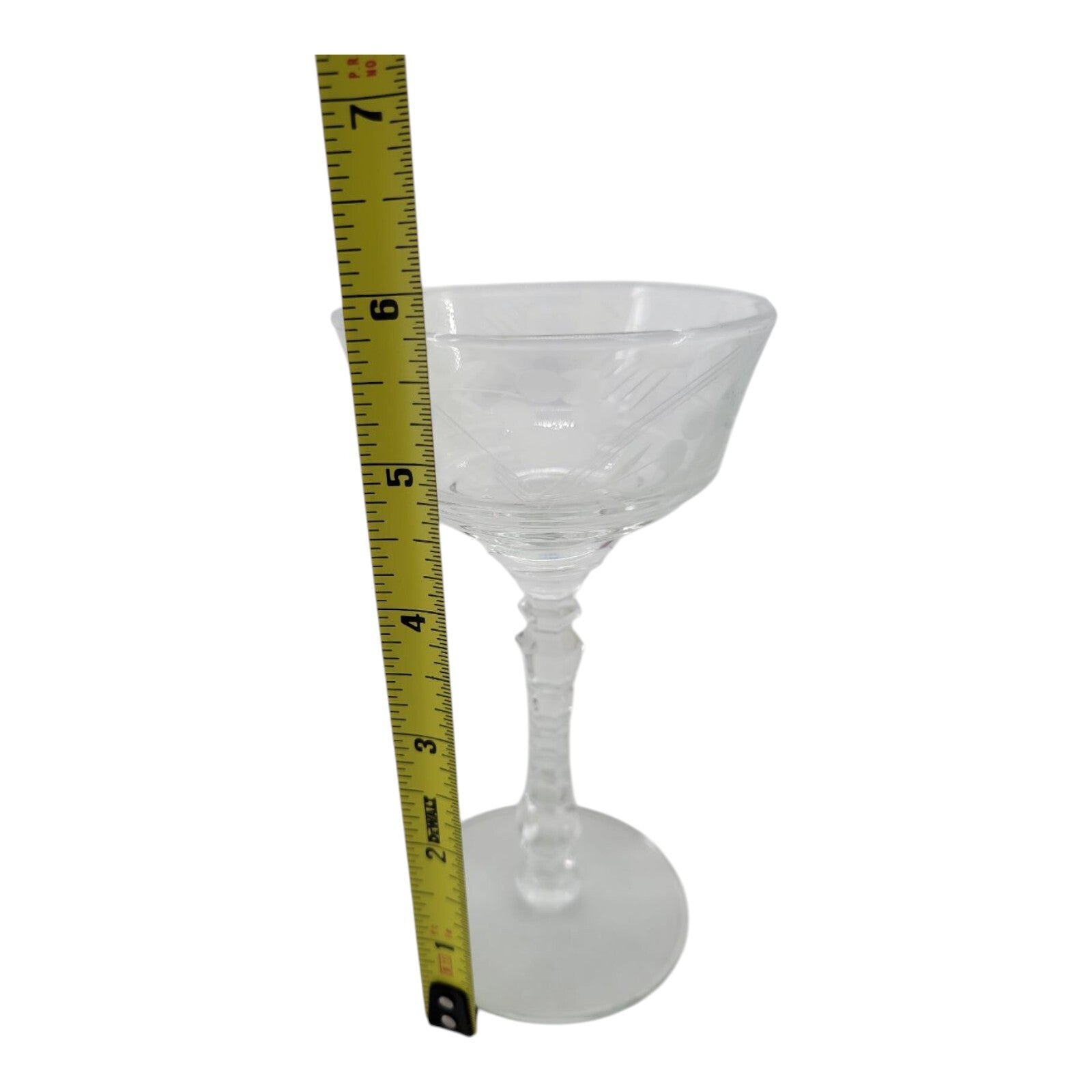 Vintage Etched Crystal Wine Sherbet Glasses Set of 2 Libbey Stem 5.75"