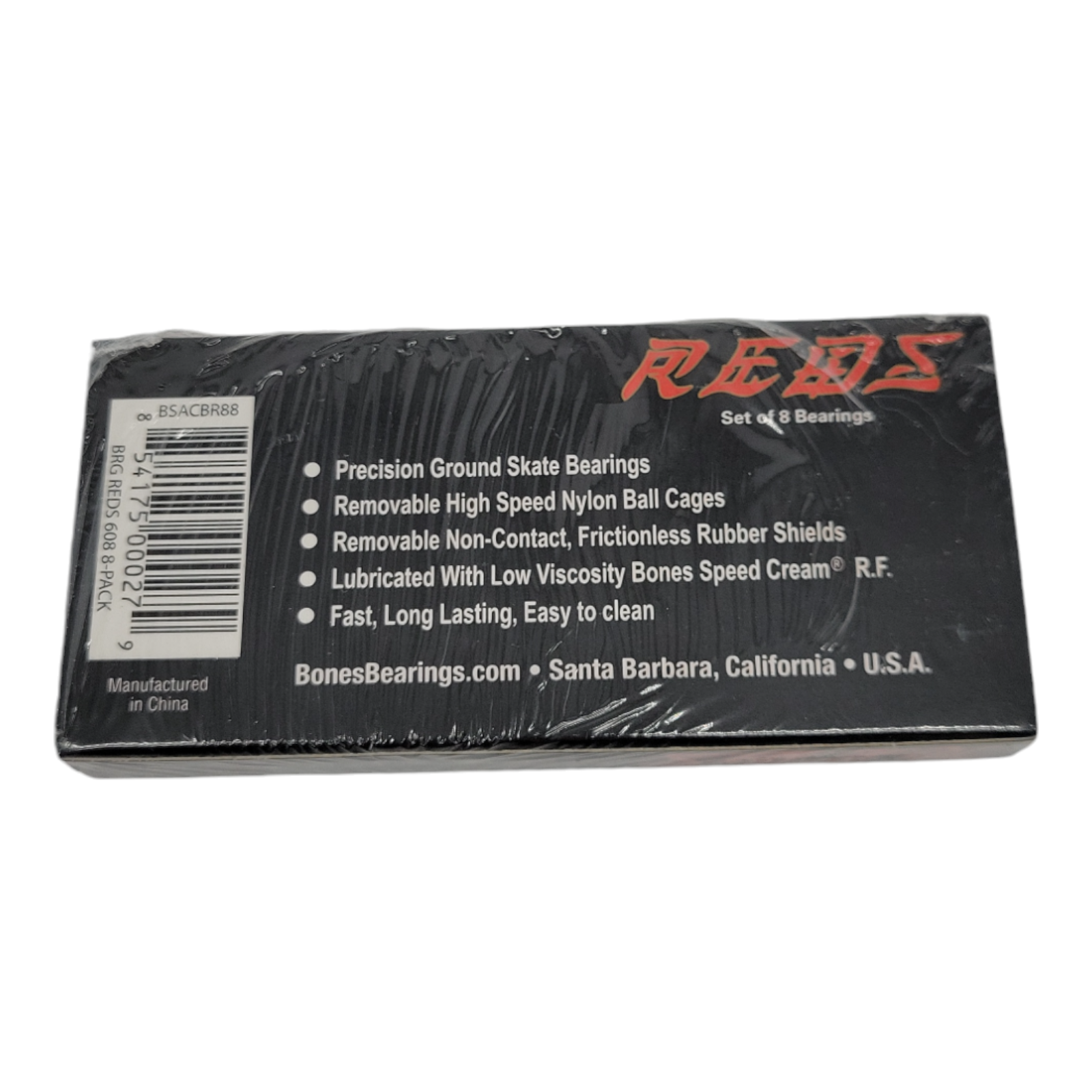 Bones REDS Skateboard Bearings 8-Pack 8mm Precision