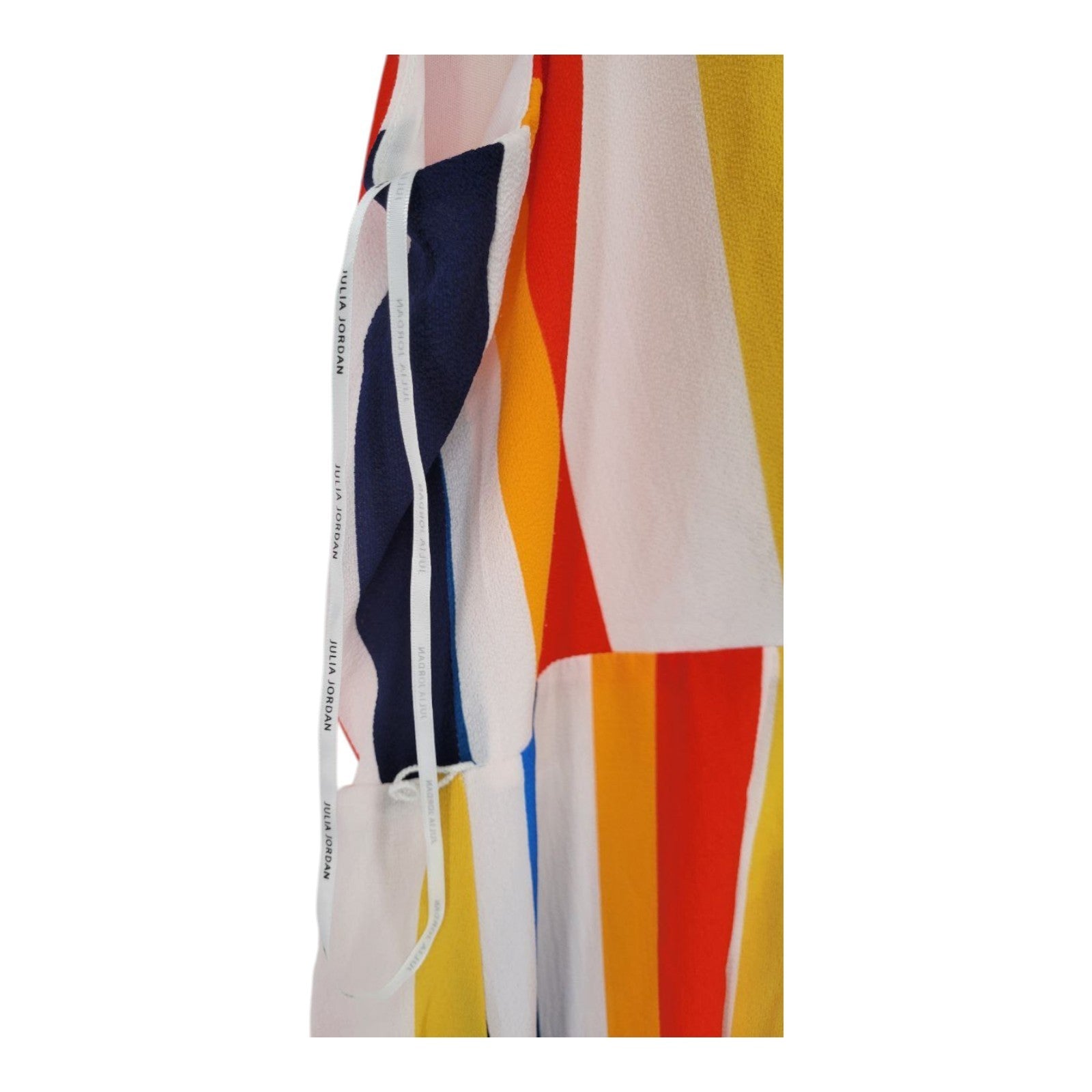Julia Jordan Women's Multicolor Striped V-Neck Dress Ruffle Hem Sleeveless 16