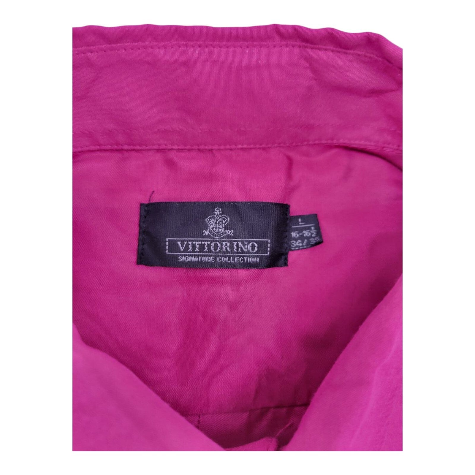 Vittorino Signature Collection Mens Fuchsia Button Up Long Sleeve Shirt Size L