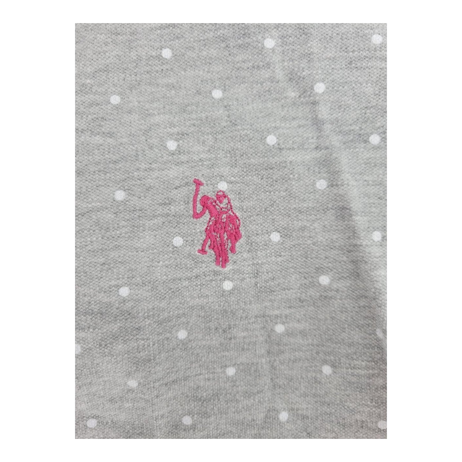 US Polo Assn Womens Pin Dot Print Grey Polo Shirt Short Sleeve Size L