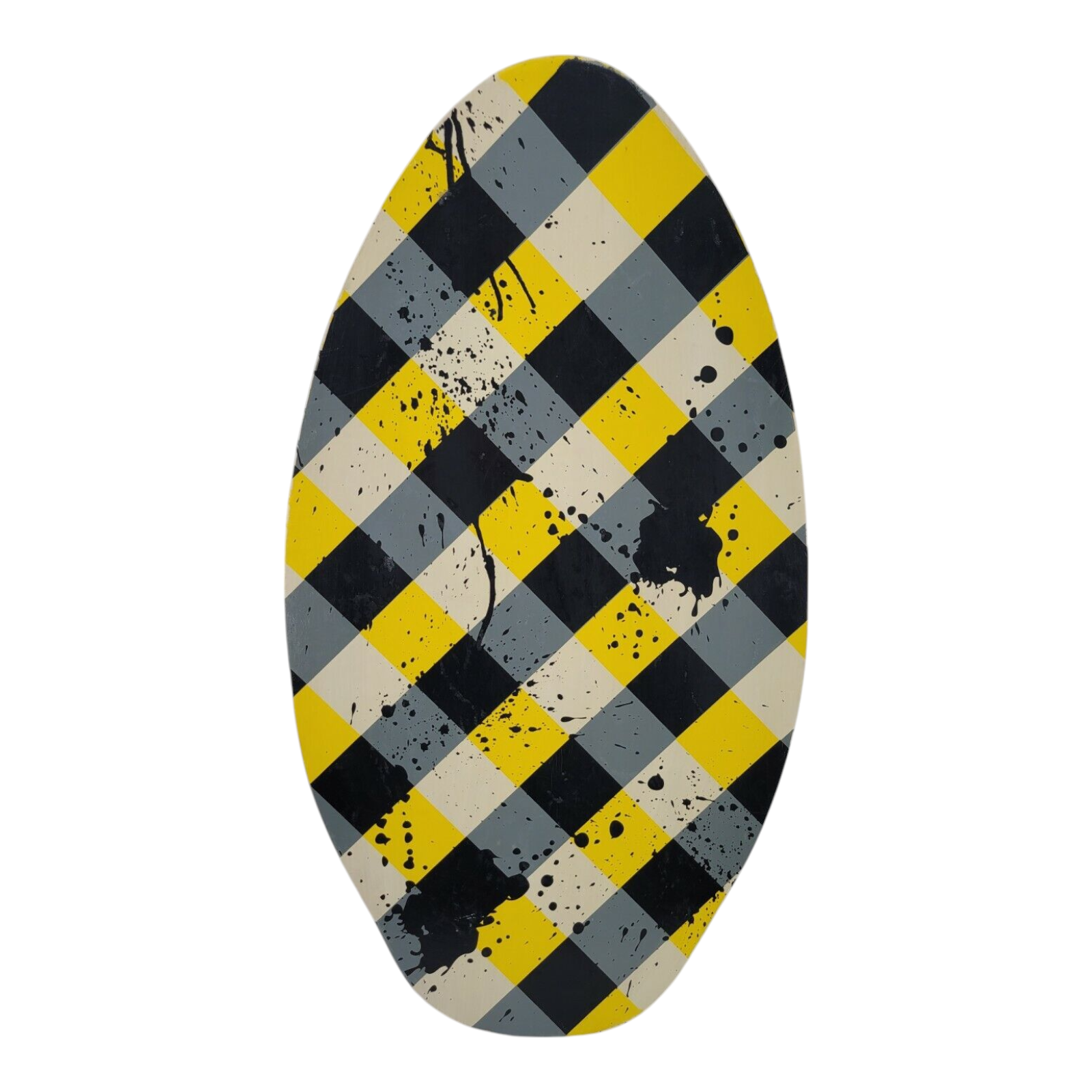Yellow Black Plaid Inflatable Stand Up Hard Slick Surfing Board