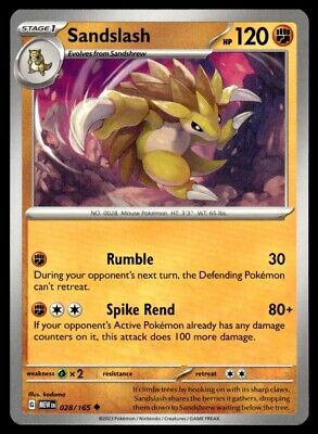 Pokemon 2023 Scarlet & Violet 151 Sandslash Uncommon #28 Near Mint Card