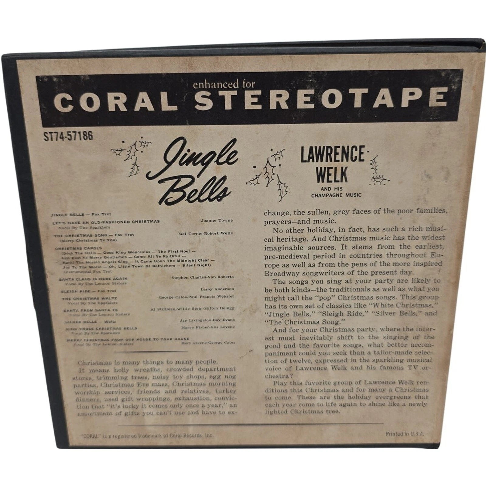 Lawrence Welk Jingle Bells Reel to Reel Tape Coral Stereo Tape ST74-57186