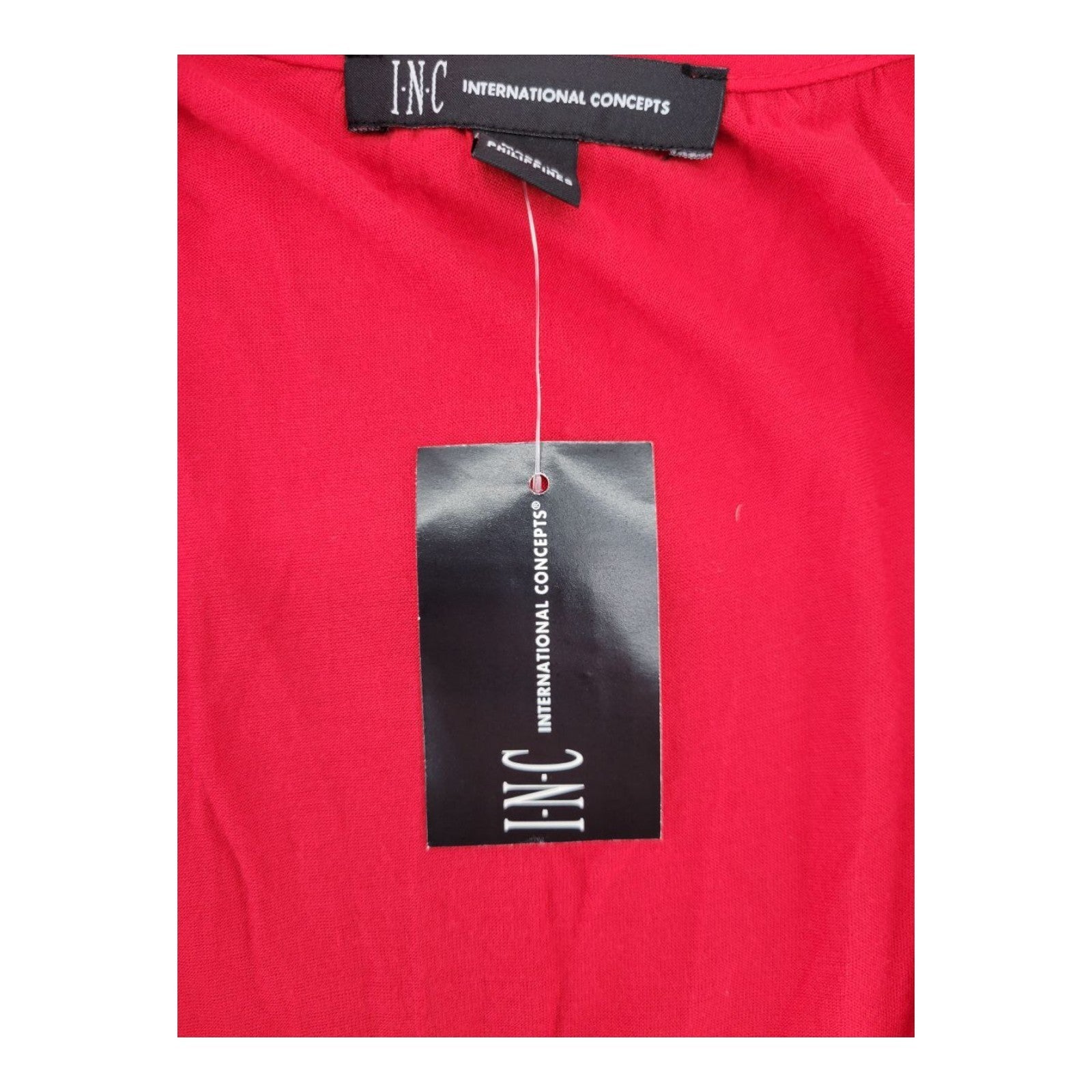 INC International Concepts Women's Real Red Sleeveless Blouse Draped Front Size