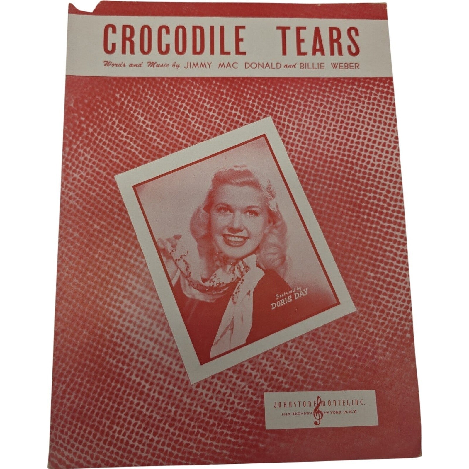 1949 Vintage Sheet Music Crocodile Tears By Jimmy Mac Donald & Billie Weber