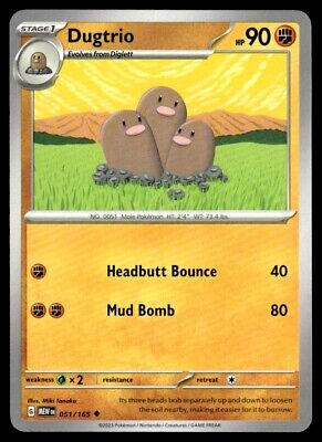 Pokemon 2023 Scarlet & Violet 151 Dugtrio Uncommon #51 Near Mint Card