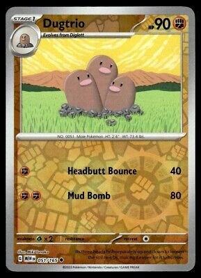 Pokemon 2023 Scarlet & Violet 151 Dugtrio Reverse Holo Uncommon #51 Near Mint