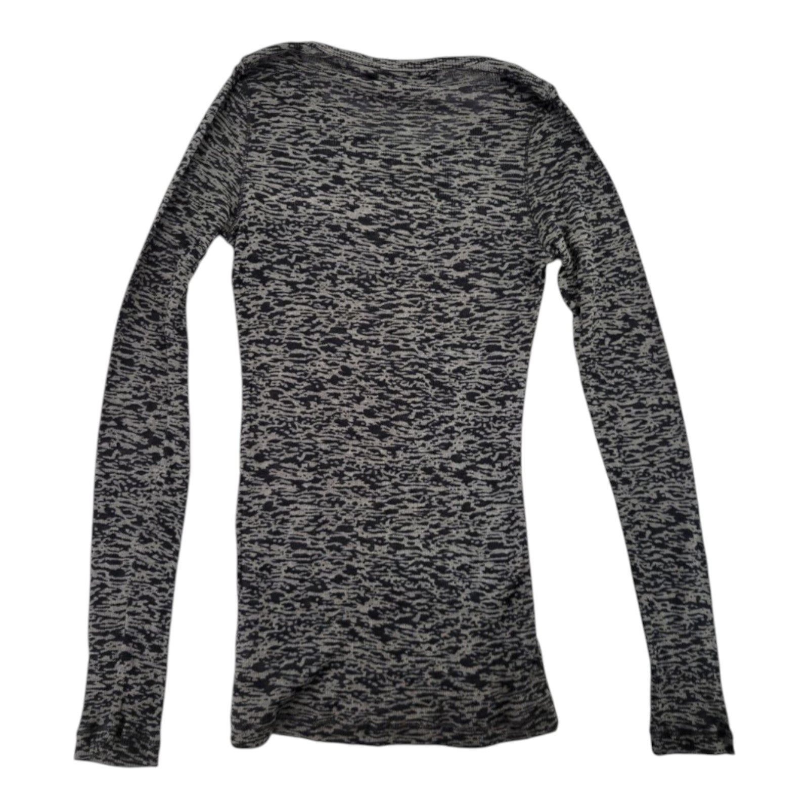Miley Cyrus Max Azria Women's Zig Zag Burnout Top L Long Sleeve Crew Neck