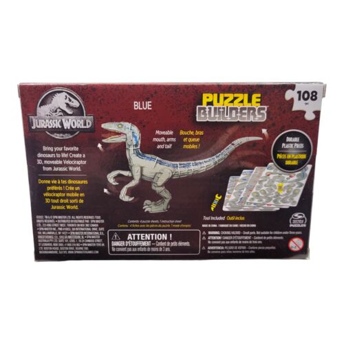 Spin Master Jurassic World Velociraptor Blue Dino 3D Puzzle Builders 108 Pieces