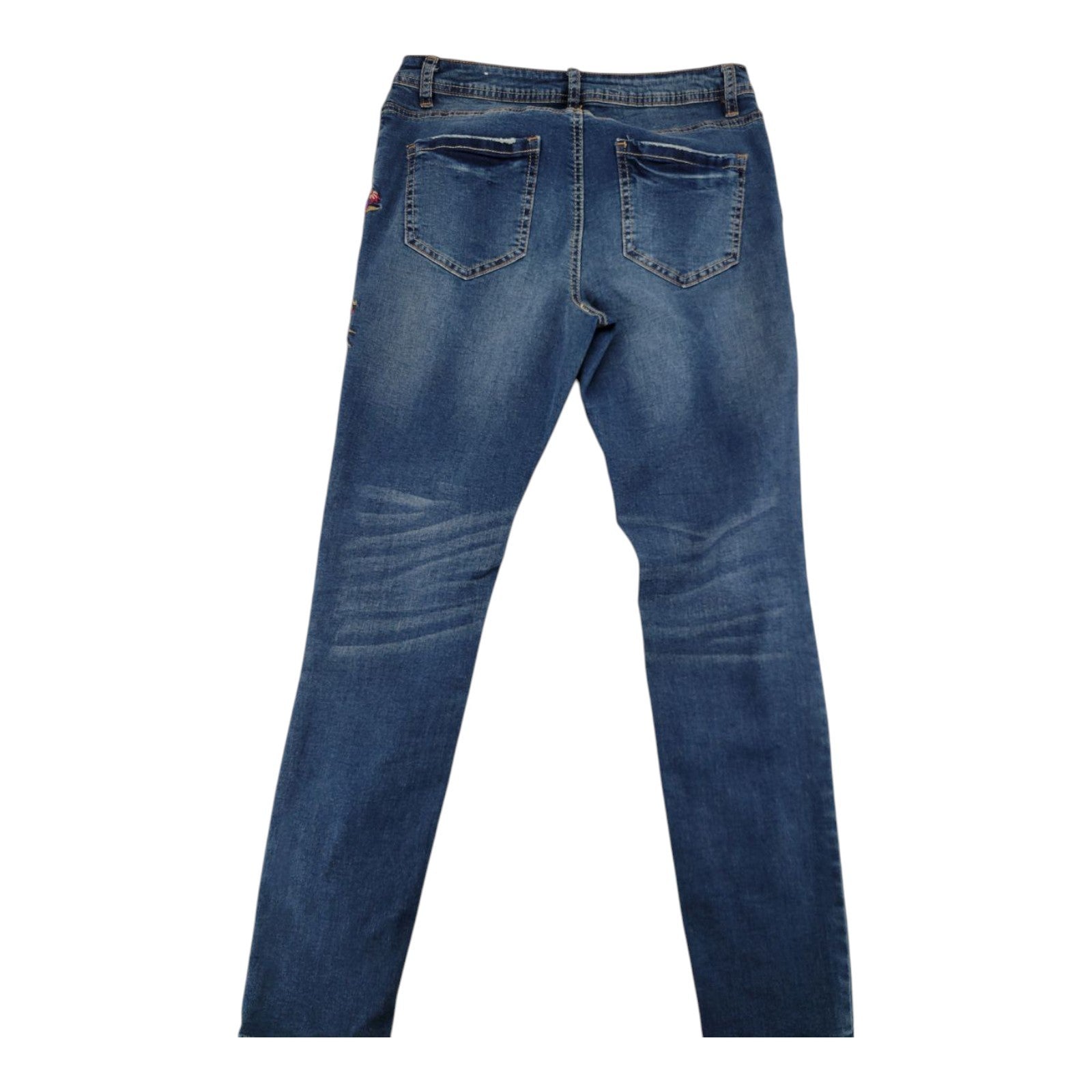 Almost Famous Women's Embroidered Stretch Blue Jeans Size 8 Denim