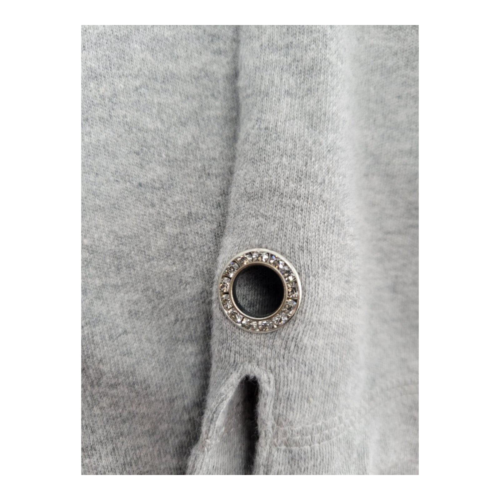 Quacker Factory Womens Gray Crystal Embellished Top 3/4 Sleeve Shirt 1X