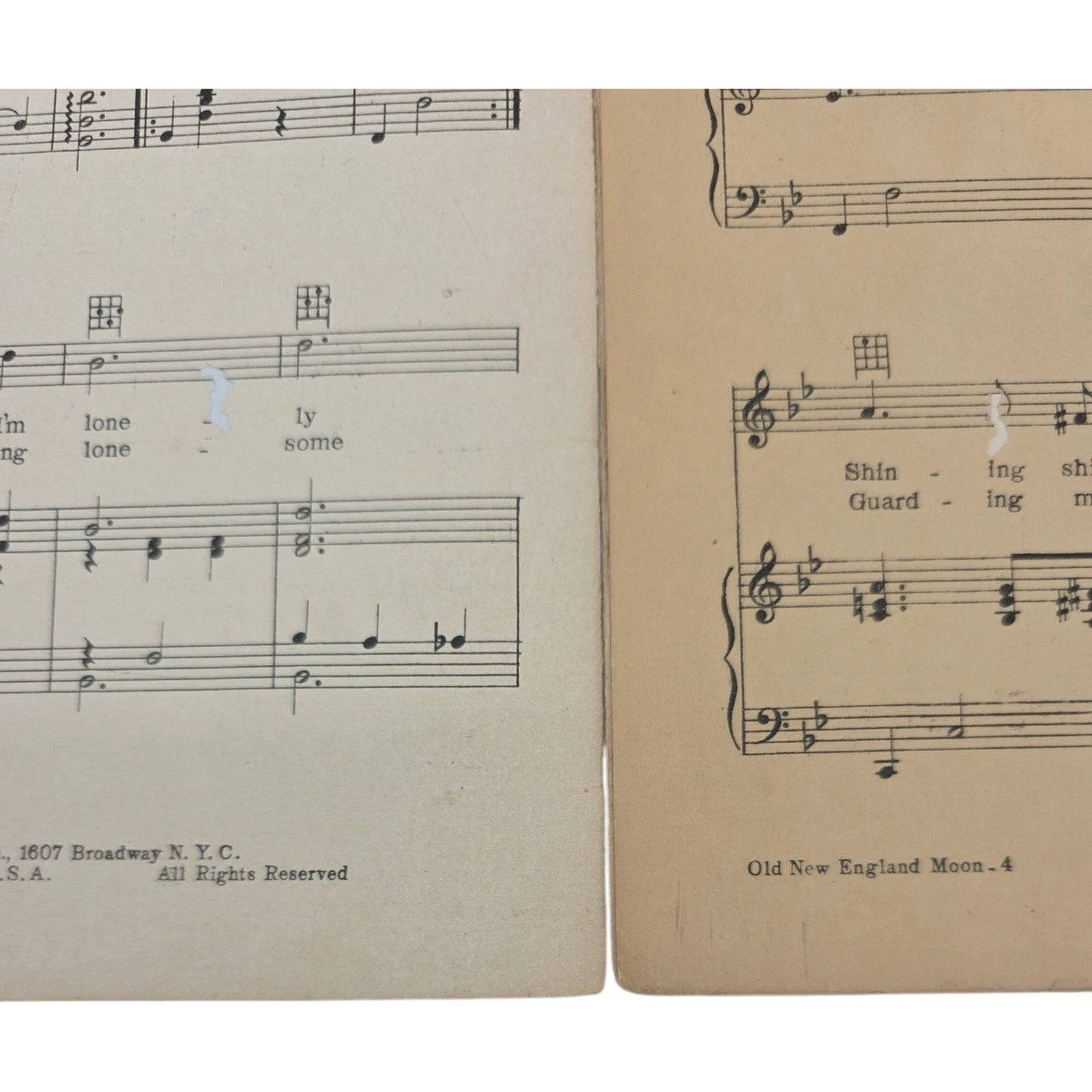 Vintage Sheet Music Old New England Moon by Dave Vance Irving Berlin Inc