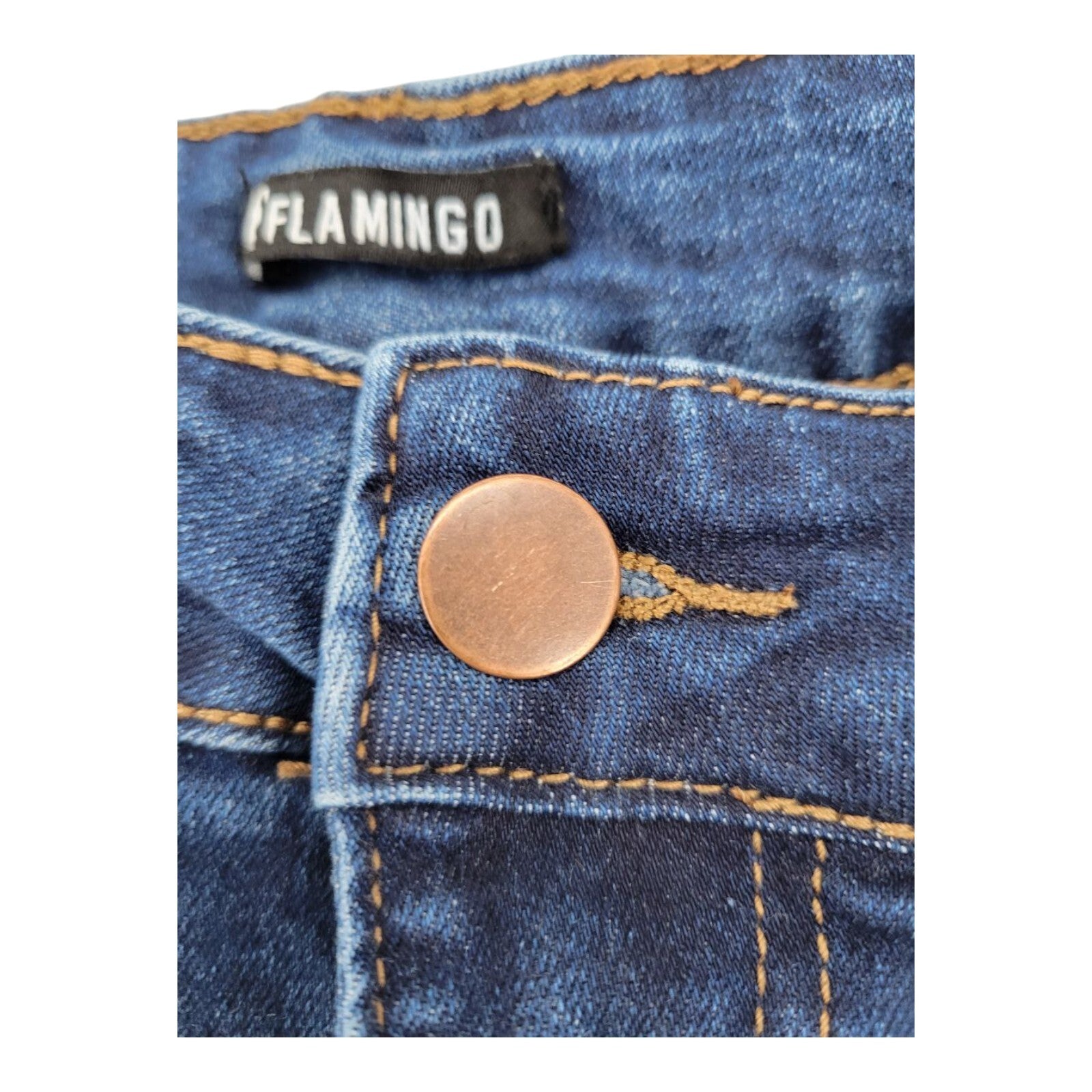 Flamingo Womens Stretch Denim Straight Leg Jeans Blue Size L