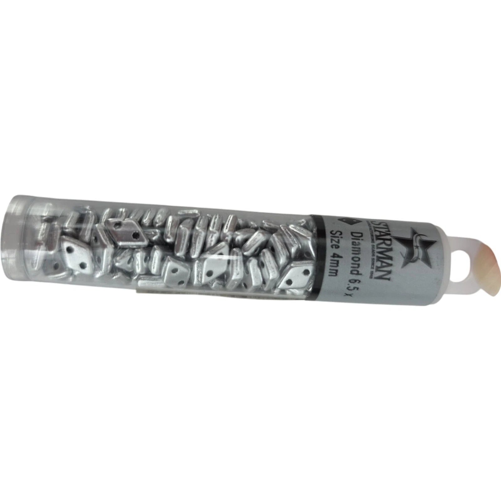 Starman CzechMates Diamond Beads Matte Metallic Silver 6.5x4mm Tube
