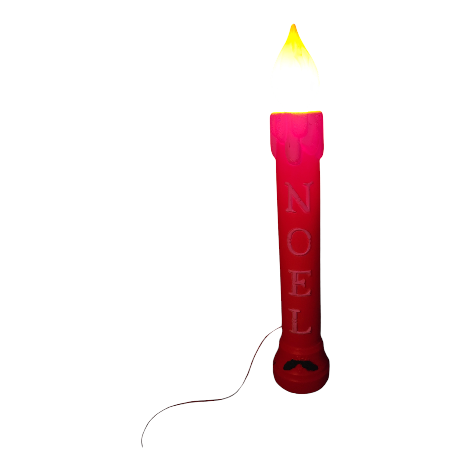 1988 TPI Blow Mold Noel Frosted Top Red Christmas Candles 39" Decor