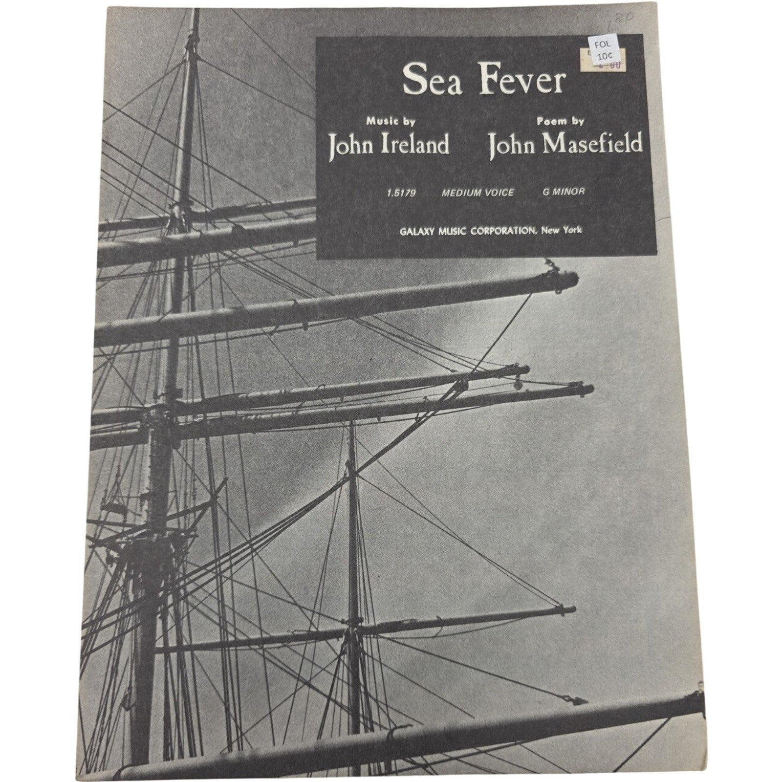 1916 Sea Fever Medium Voice G Minor Vintage Sheet Music by Ireland & Masefield
