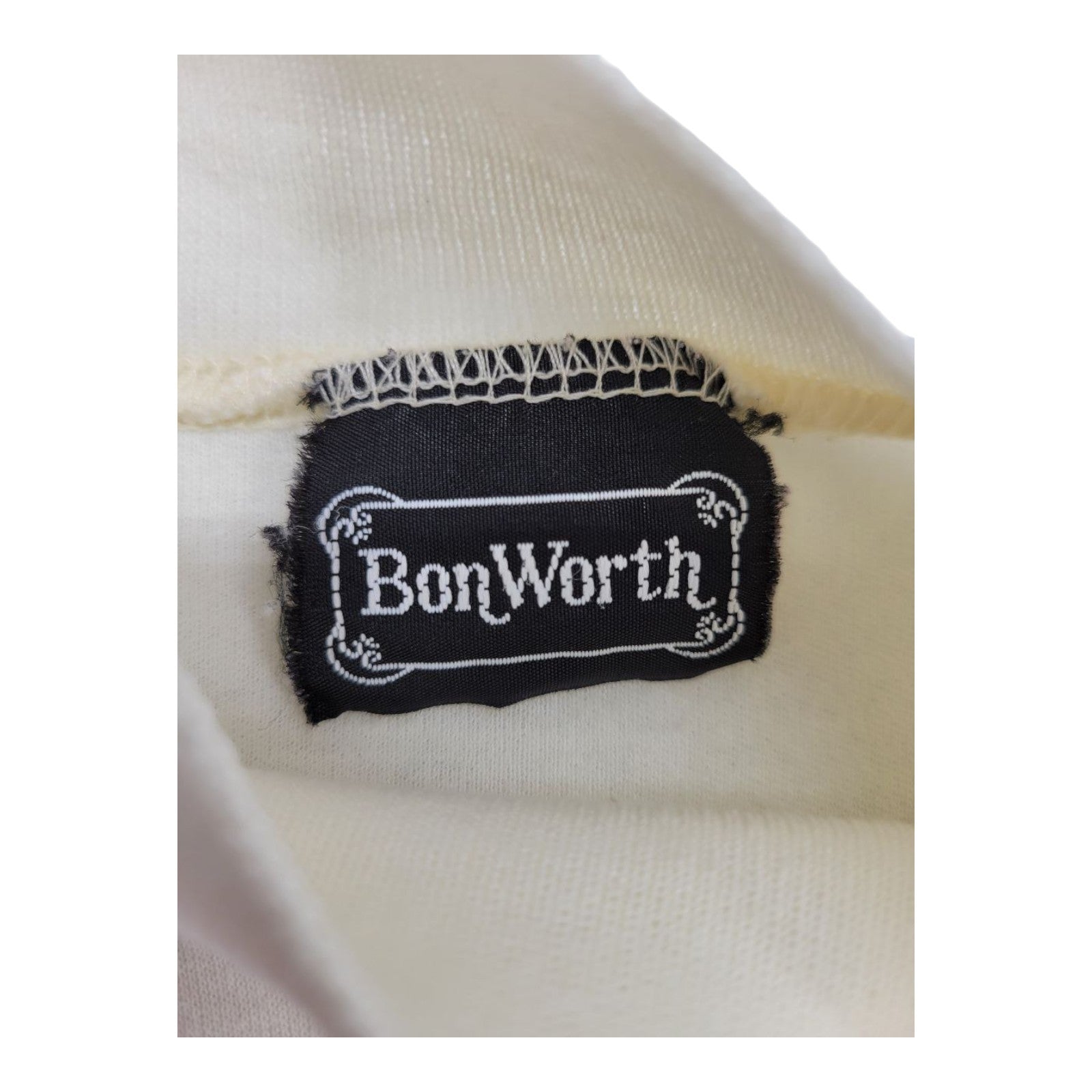 BonWorth Womens Cream Floral Patch Pullover Sweatshirt Long Sleeve S Petite