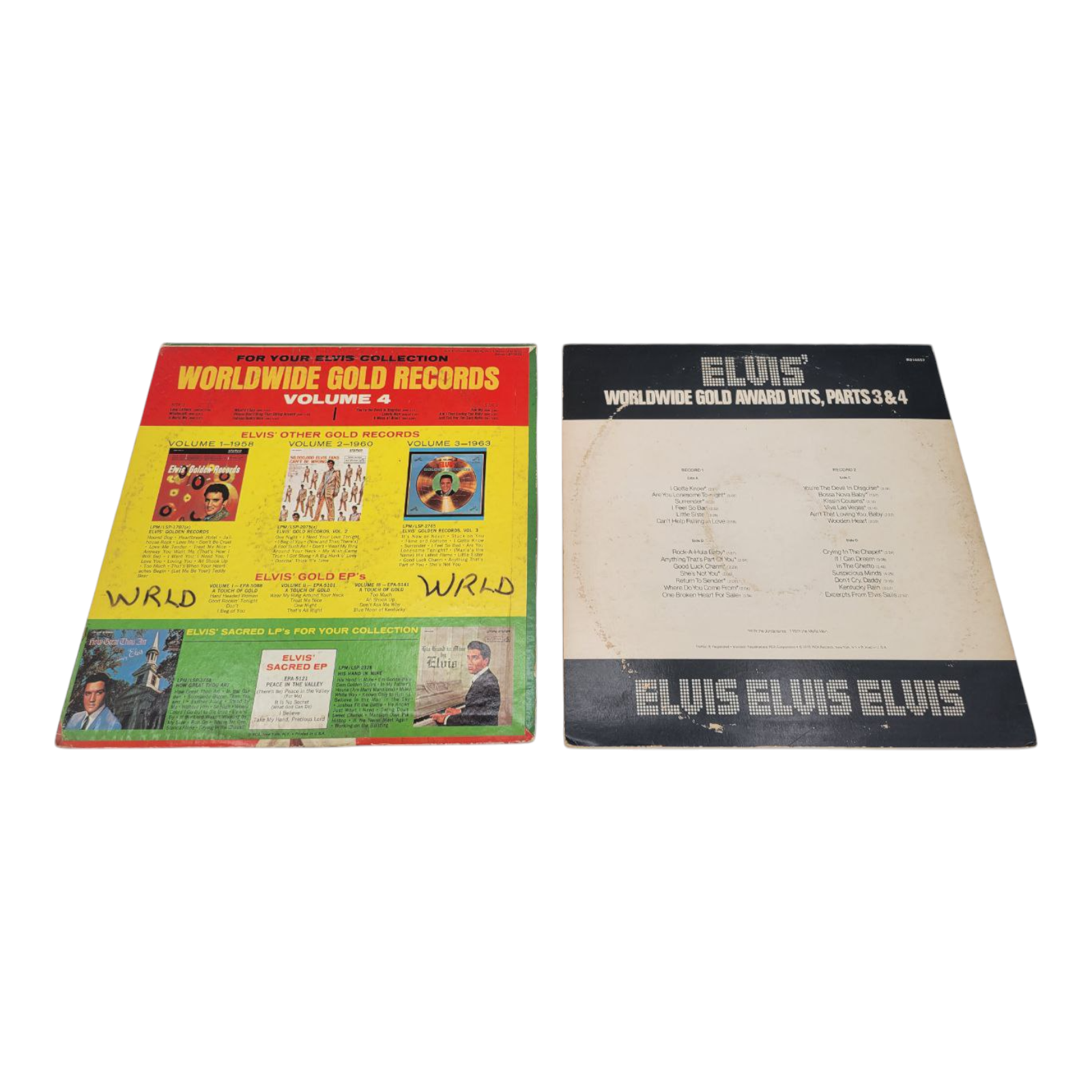 Elvis Presley 2 Vinyl LP Bundle Gold Records and Worldwide Gold Award Hits