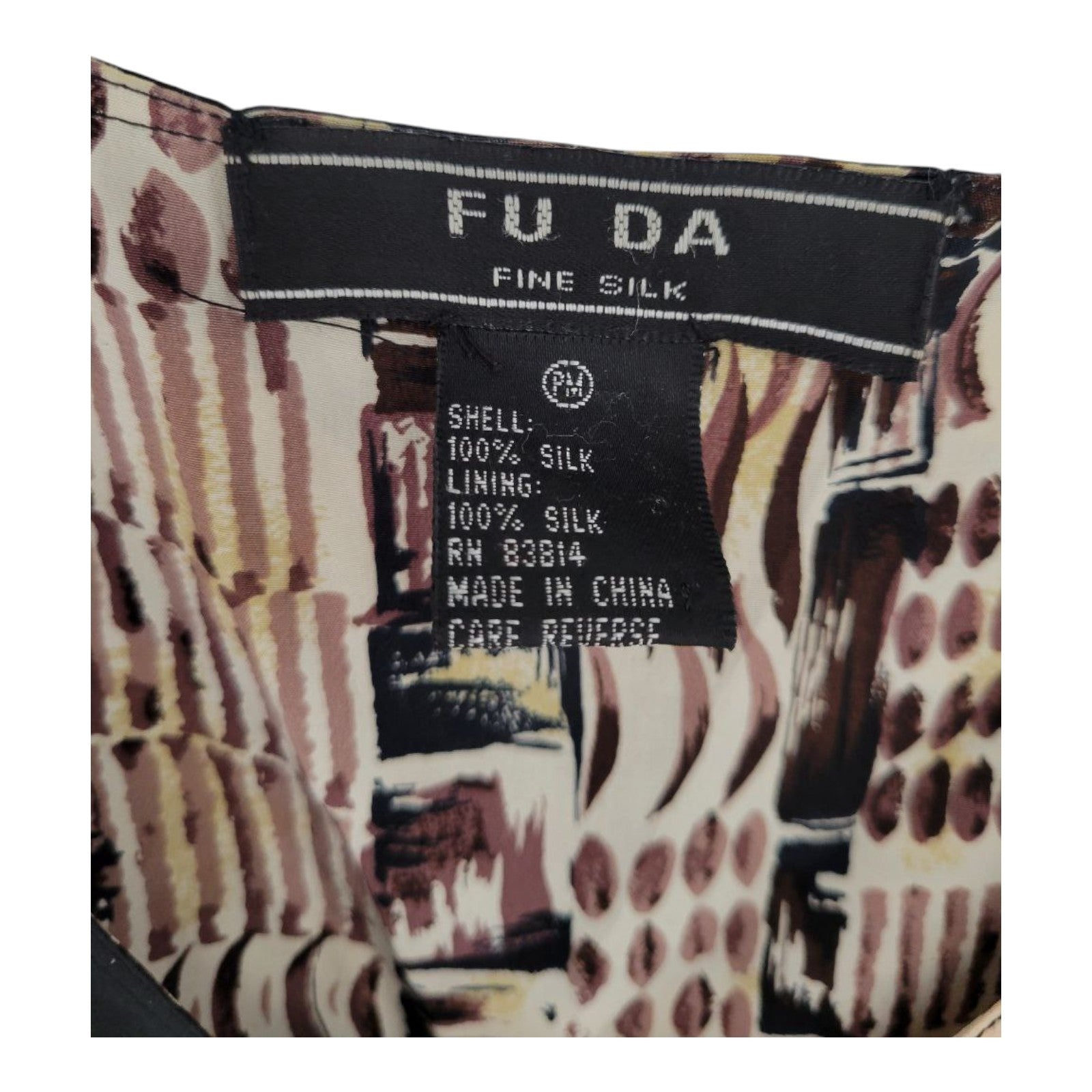 FU DA Fine Silk Sleeveless Safari Animal Print Button Front Vest PM