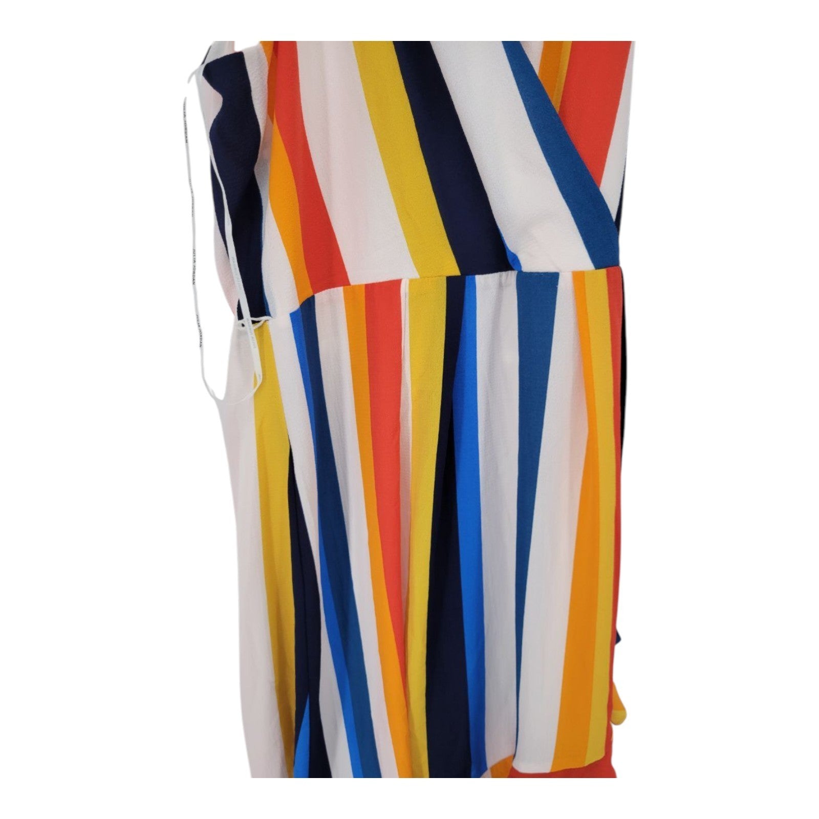 Julia Jordan Women's Multicolor Striped V-Neck Dress Ruffle Hem Sleeveless 16