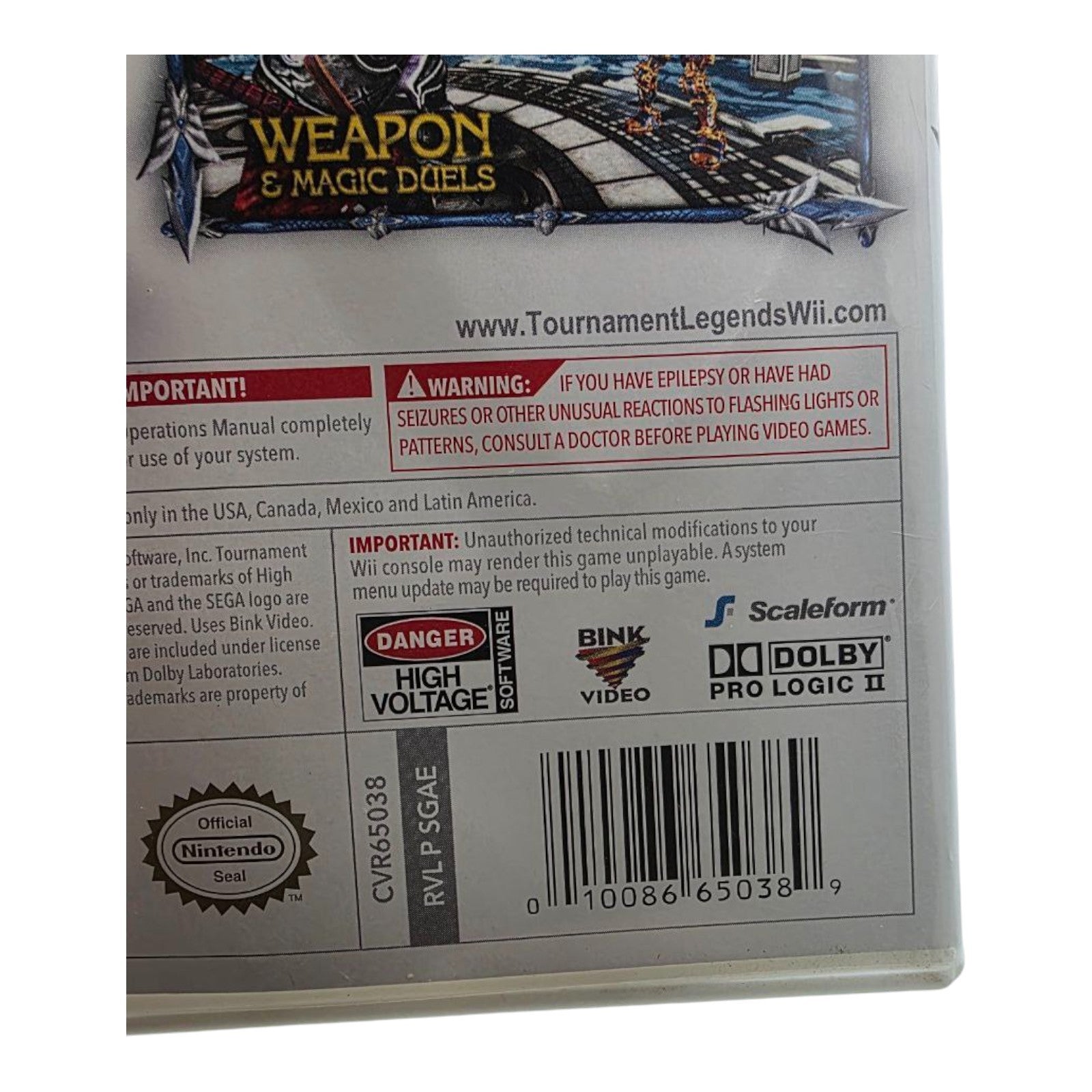 Tournament of Legends Nintendo Wii 2010 Fighting Video Game CIB Complete Tested