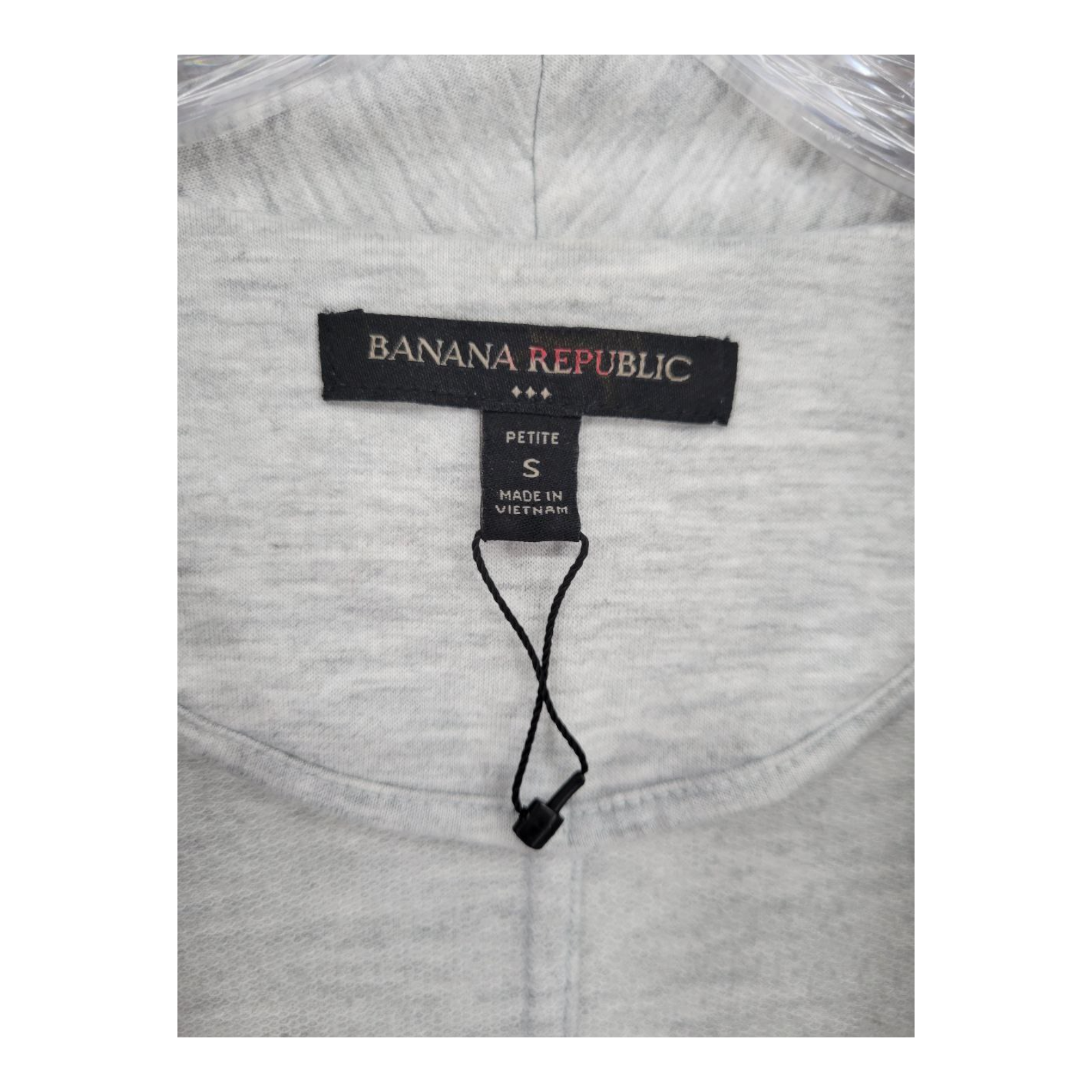 Banana Republic Womens Gray Knit Blazer 3/4 Sleeve Open Front Petite Small