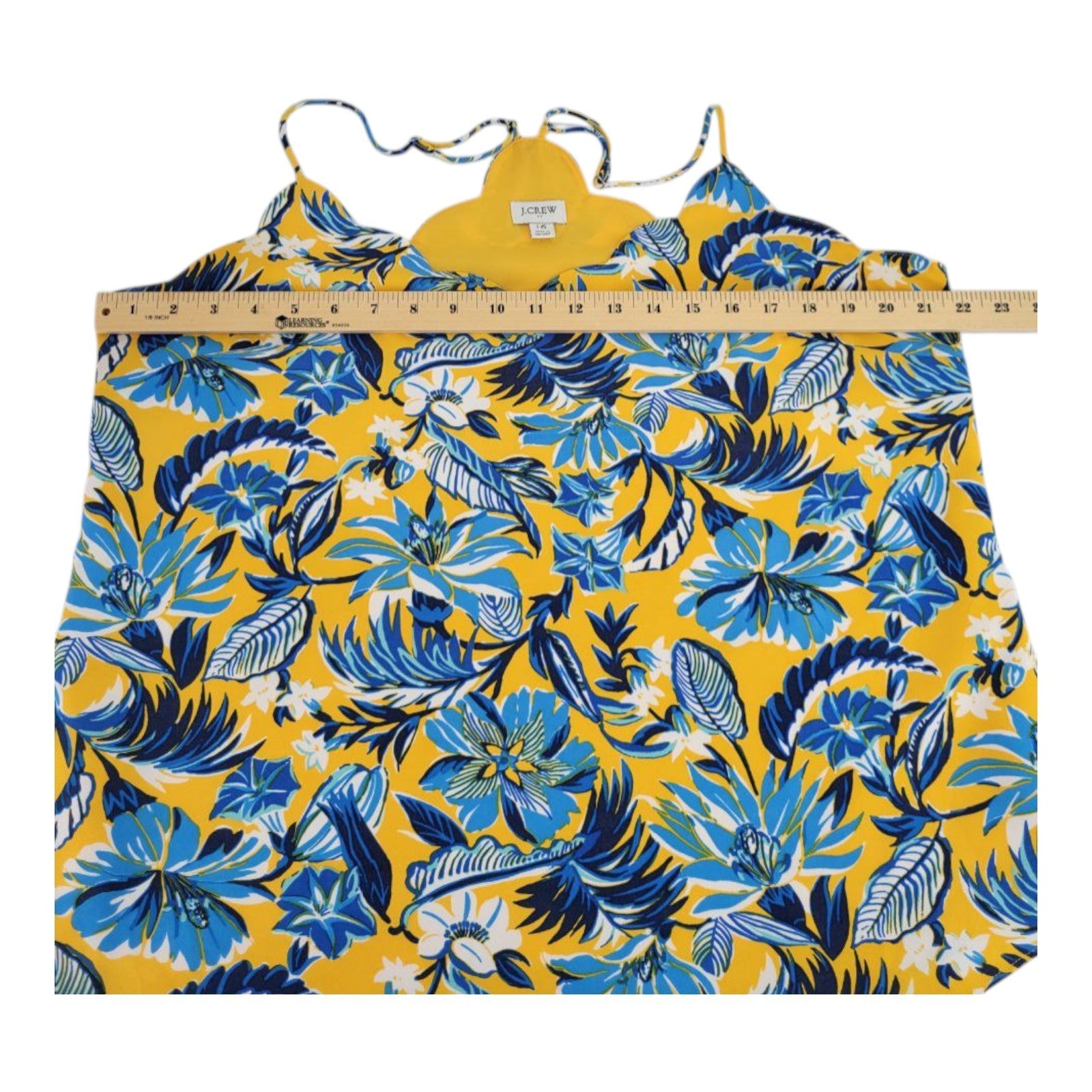 J.Crew Women's Yellow Floral Sleeveless Blouse Adjustable Straps Size 16