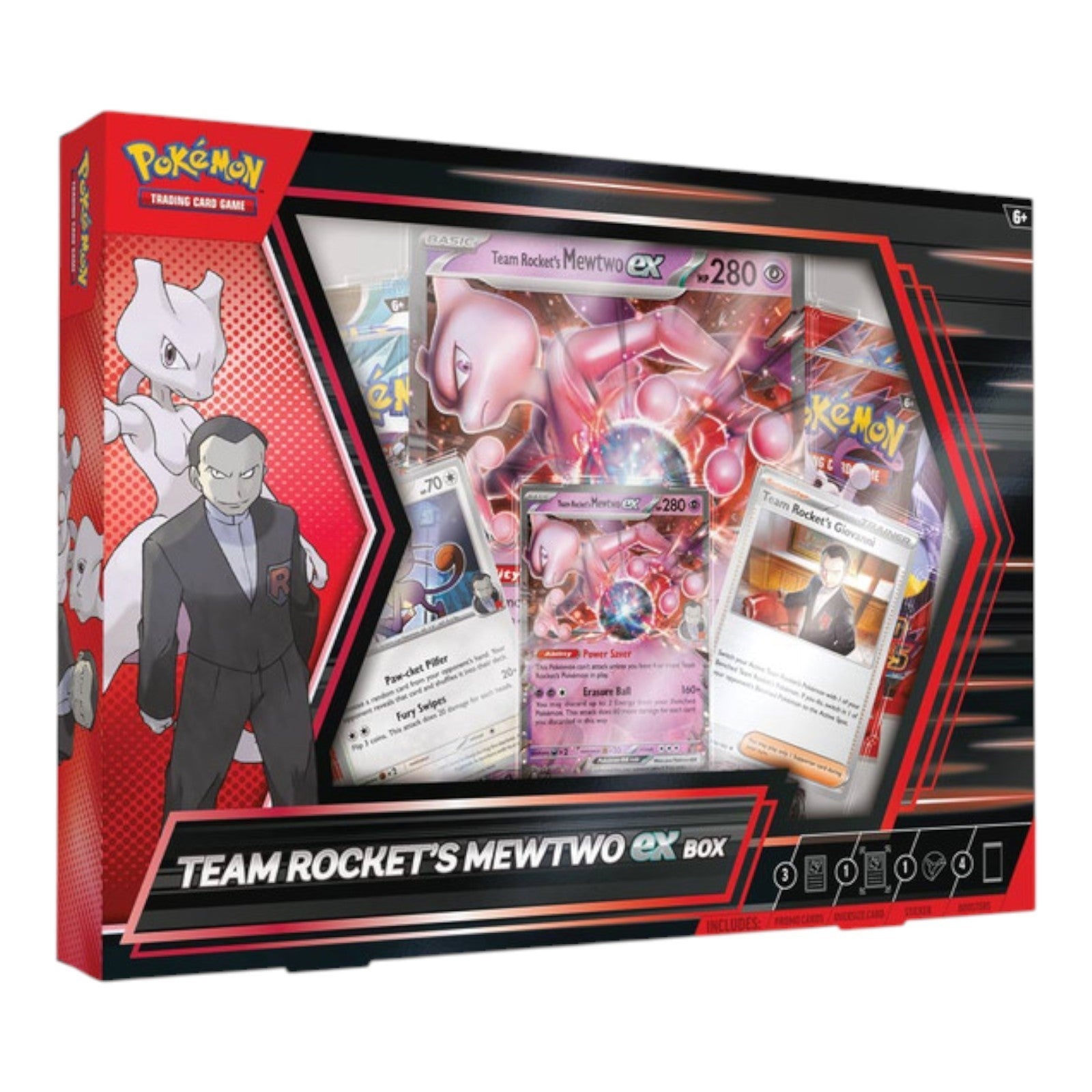 Pokémon TCG Team Rockets Mewtwo ex Box Promo Card 4 Booster Packs