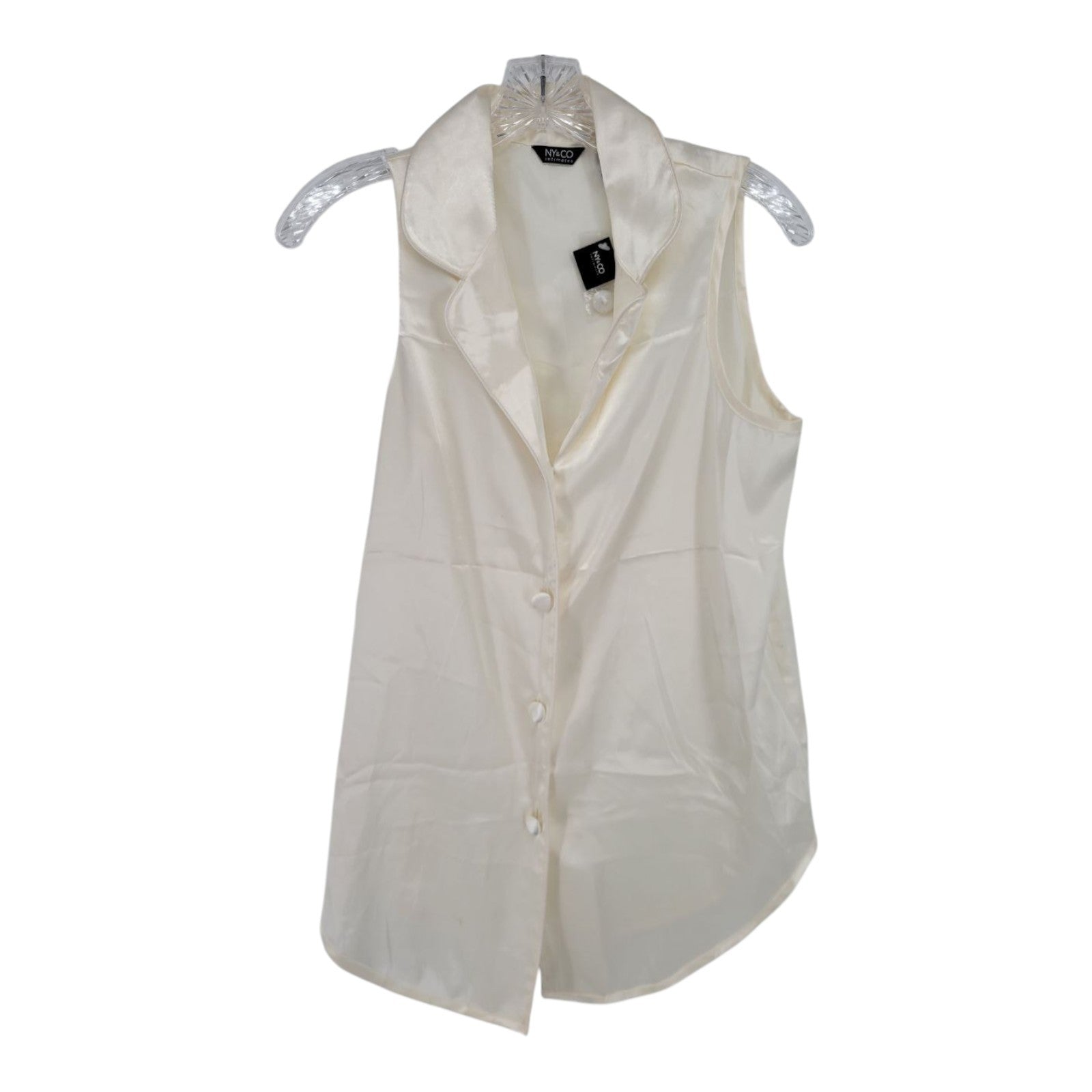 NY&Co Intimates Women's Ivory Satin Sleepwear Set Top & Shorts Sleeveless Size S