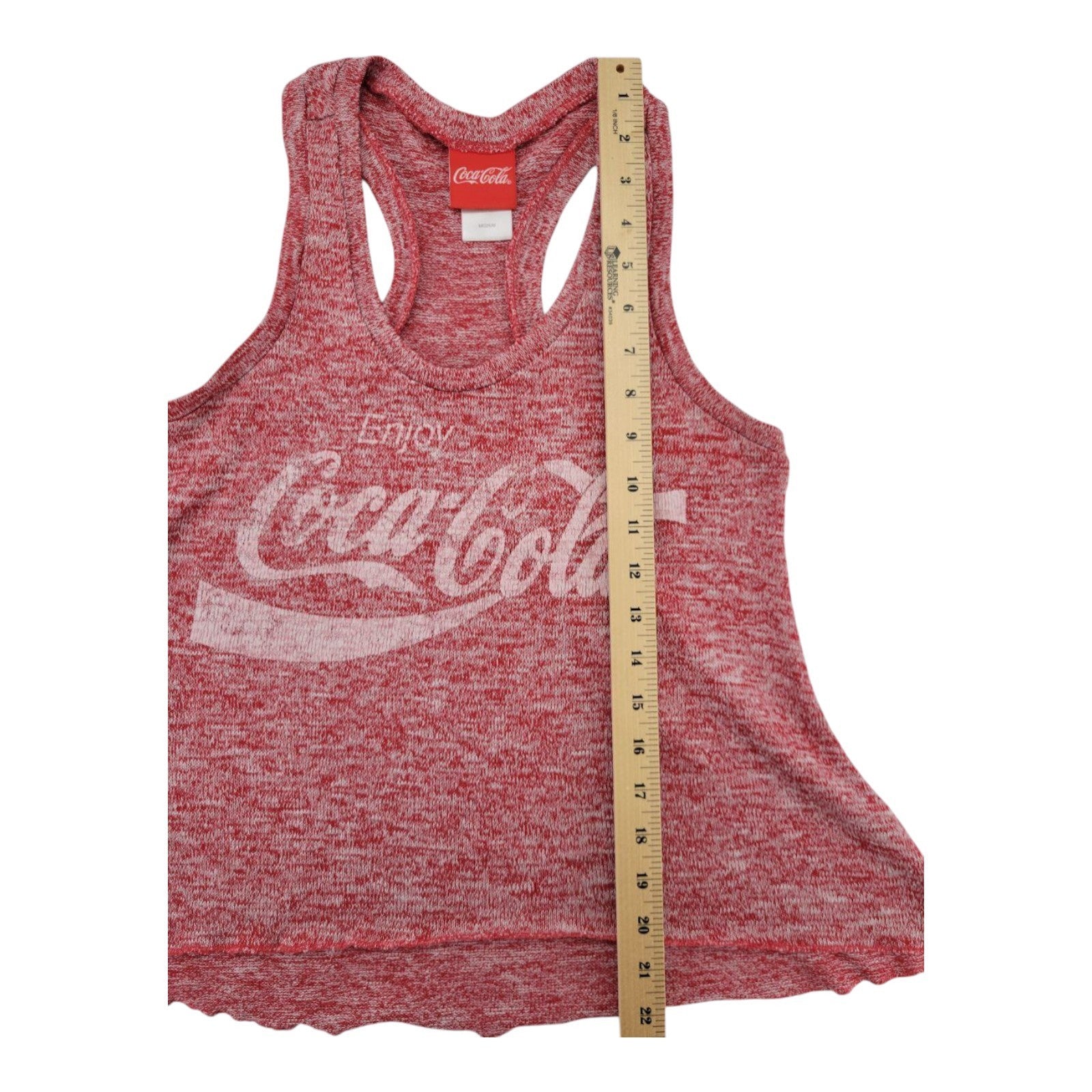 Coca-Cola Women's Red Heathered Racerback Tank Top Graphic Enjoy Logo Size M