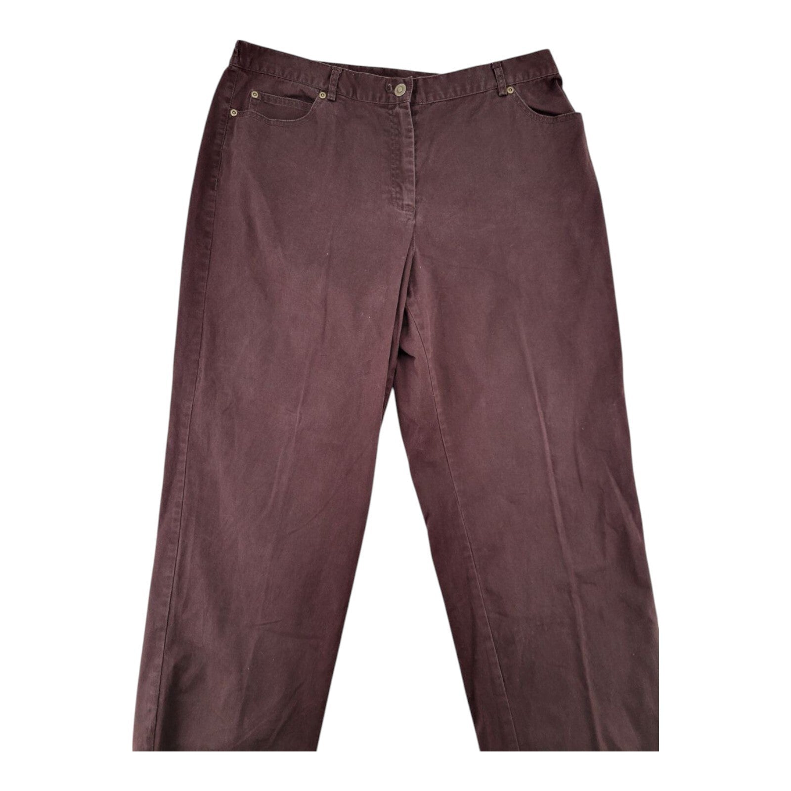 Ruby Rd Petite Straight Leg Stretch Pants Brown Cotton Blend Size 16P