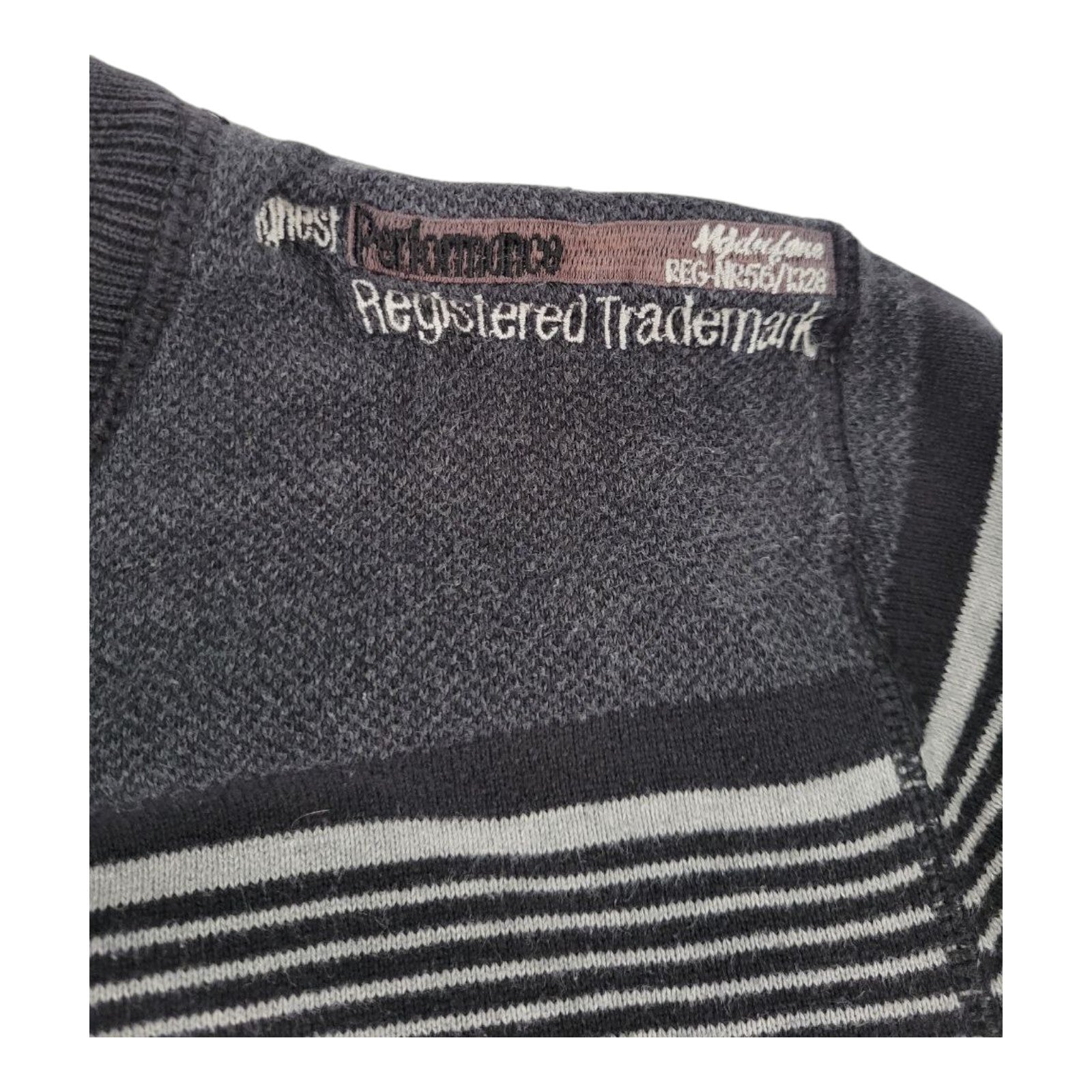 MFDJNS Industry Striped Sweater Red Gray Black Long Sleeve Pullover V Neck Small