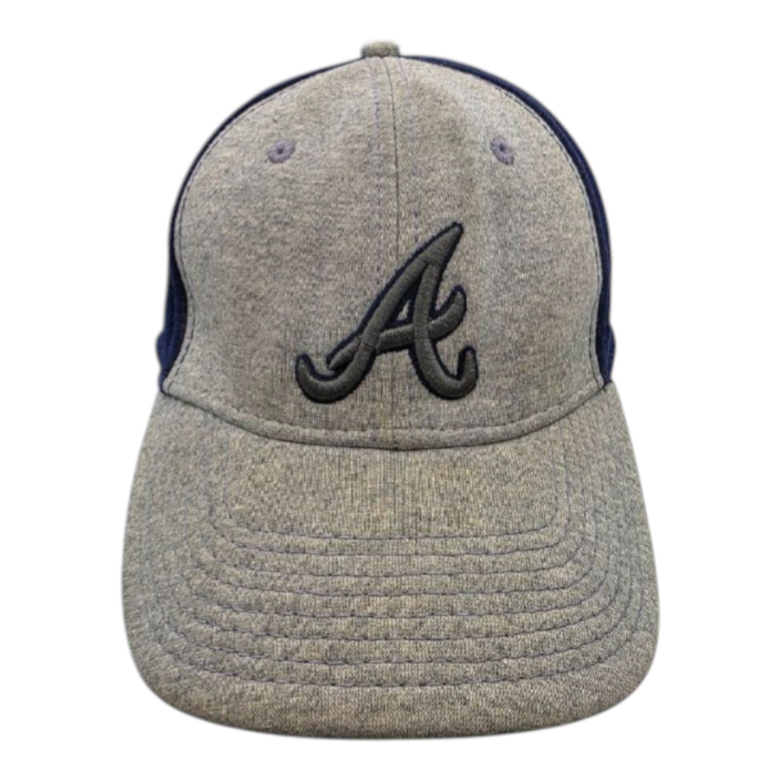 New Era Atlanta Braves MLB A-Flex Fitted Baseball Cap Gray Navy Size M-L