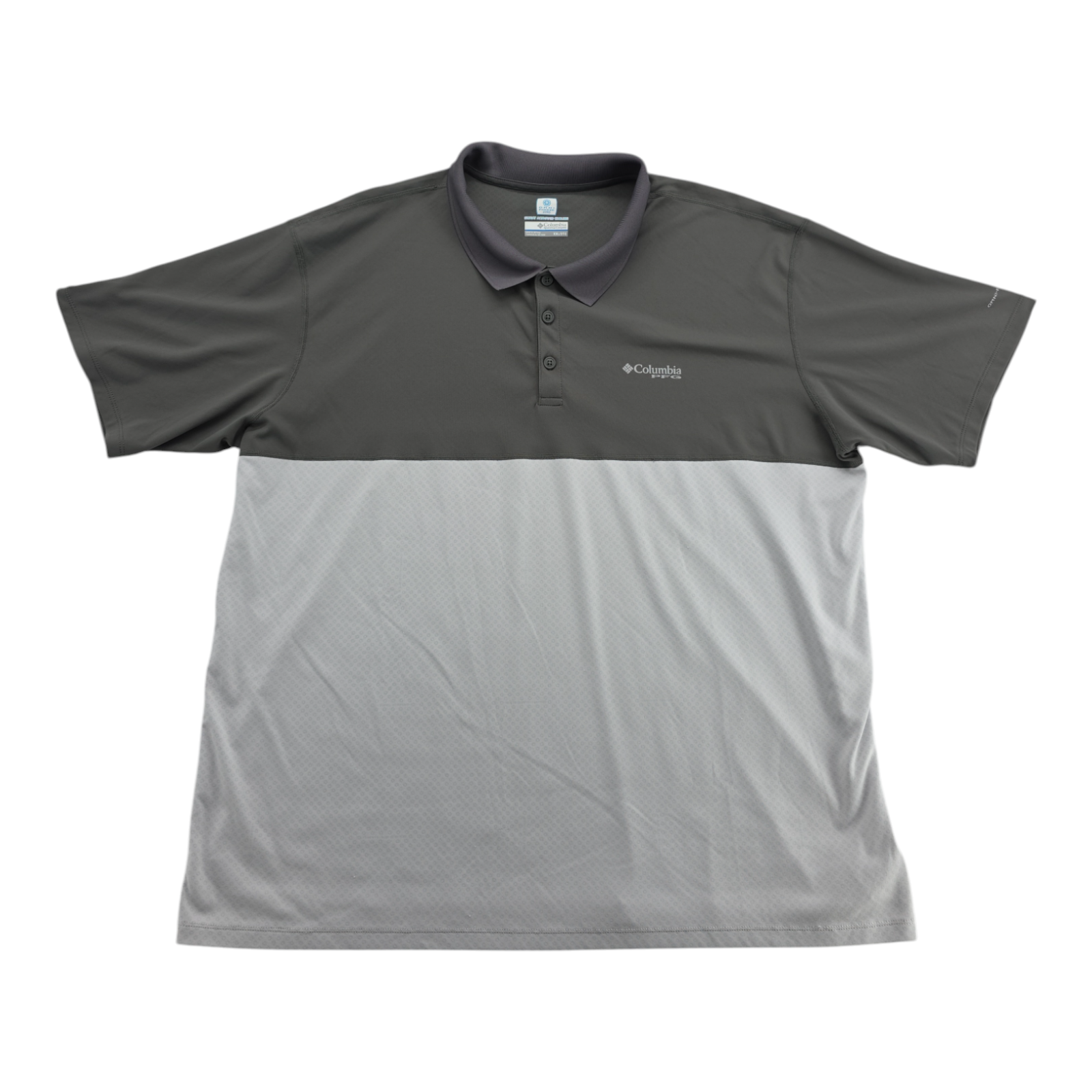 Columbia PFG Omni Freeze Zero Polo Shirt Gray White Short Sleeve XXL 2TG