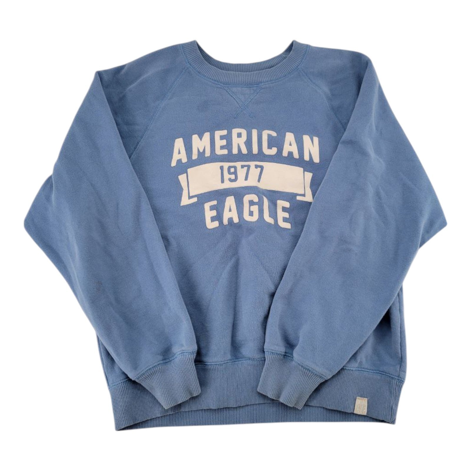 American Eagle 1977 Blue Pullover Sweatshirt Crewneck Logo Size Small