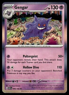 Pokemon 2023 Scarlet & Violet 151 Gengar Rare #94 Near Mint Card