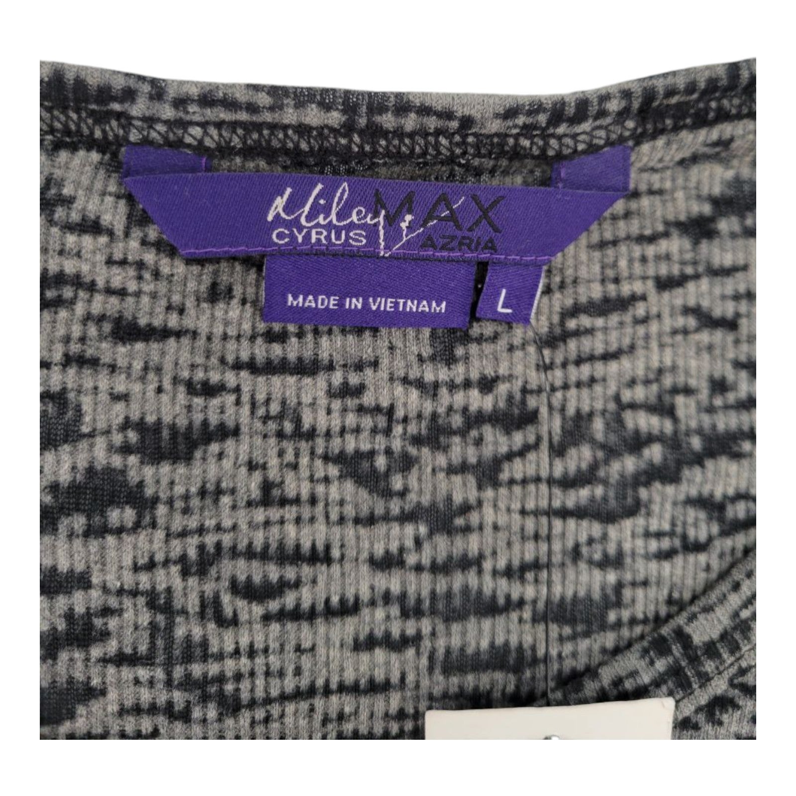 Miley Cyrus Max Azria Women's Zig Zag Burnout Top L Long Sleeve Crew Neck