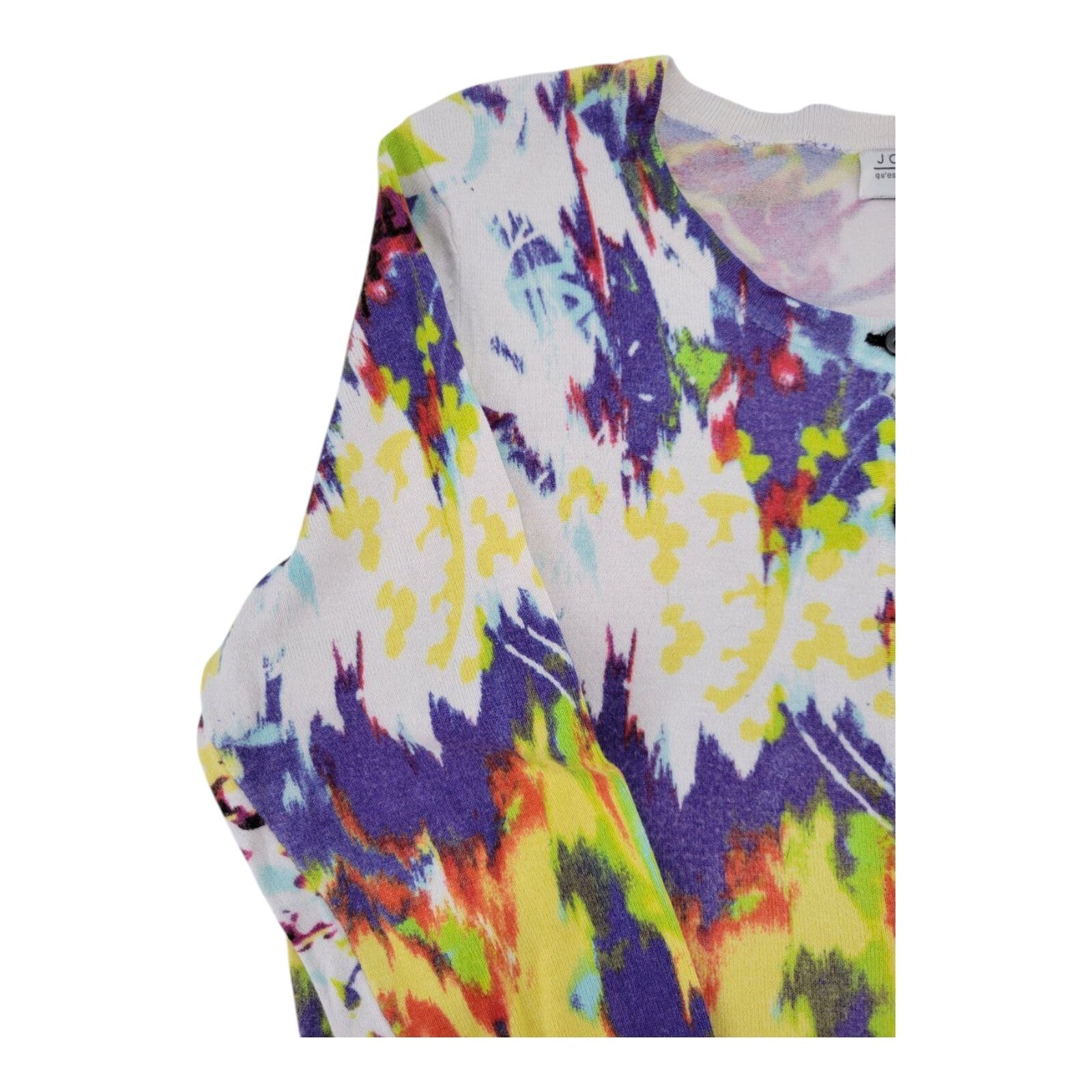 Joseph A Petite Multicolor Abstract Print Button Front Cardigan Sweater Size PM