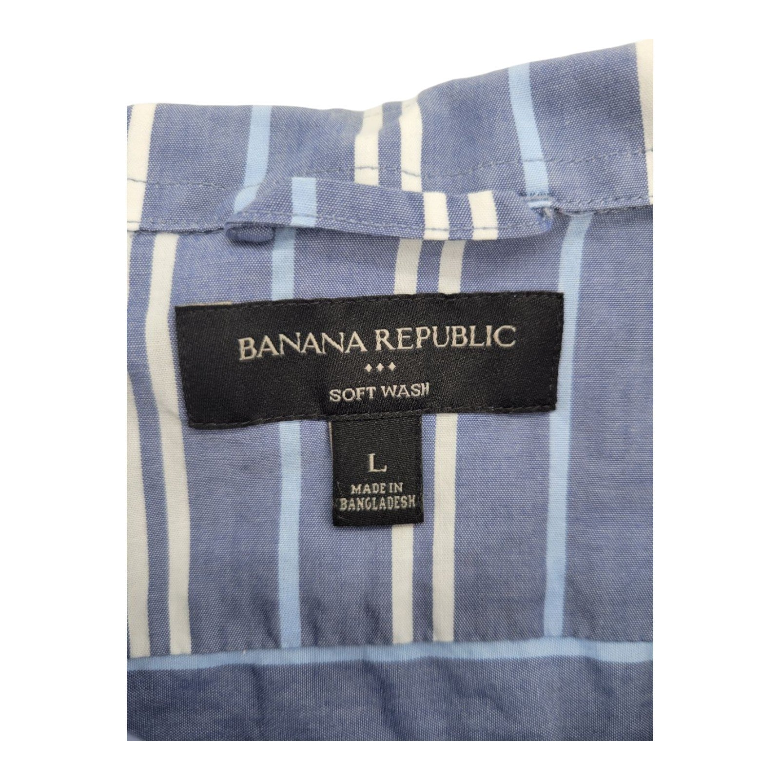 Banana Republic Men's Blue Striped Short Sleeve Soft Wash Shirt Size L