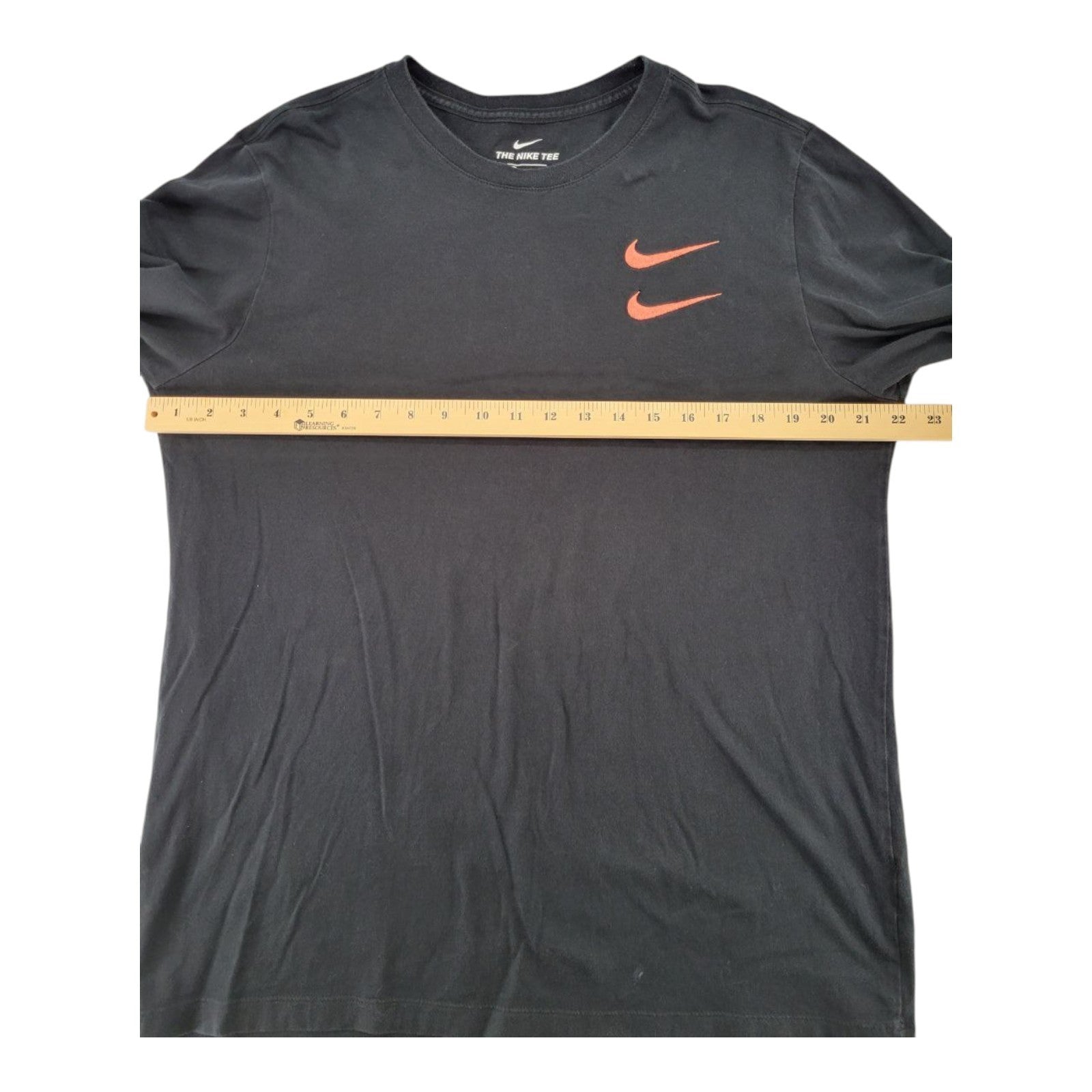 Nike Swoosh Long Sleeve Tee Size L Black Neon Green Double Logo