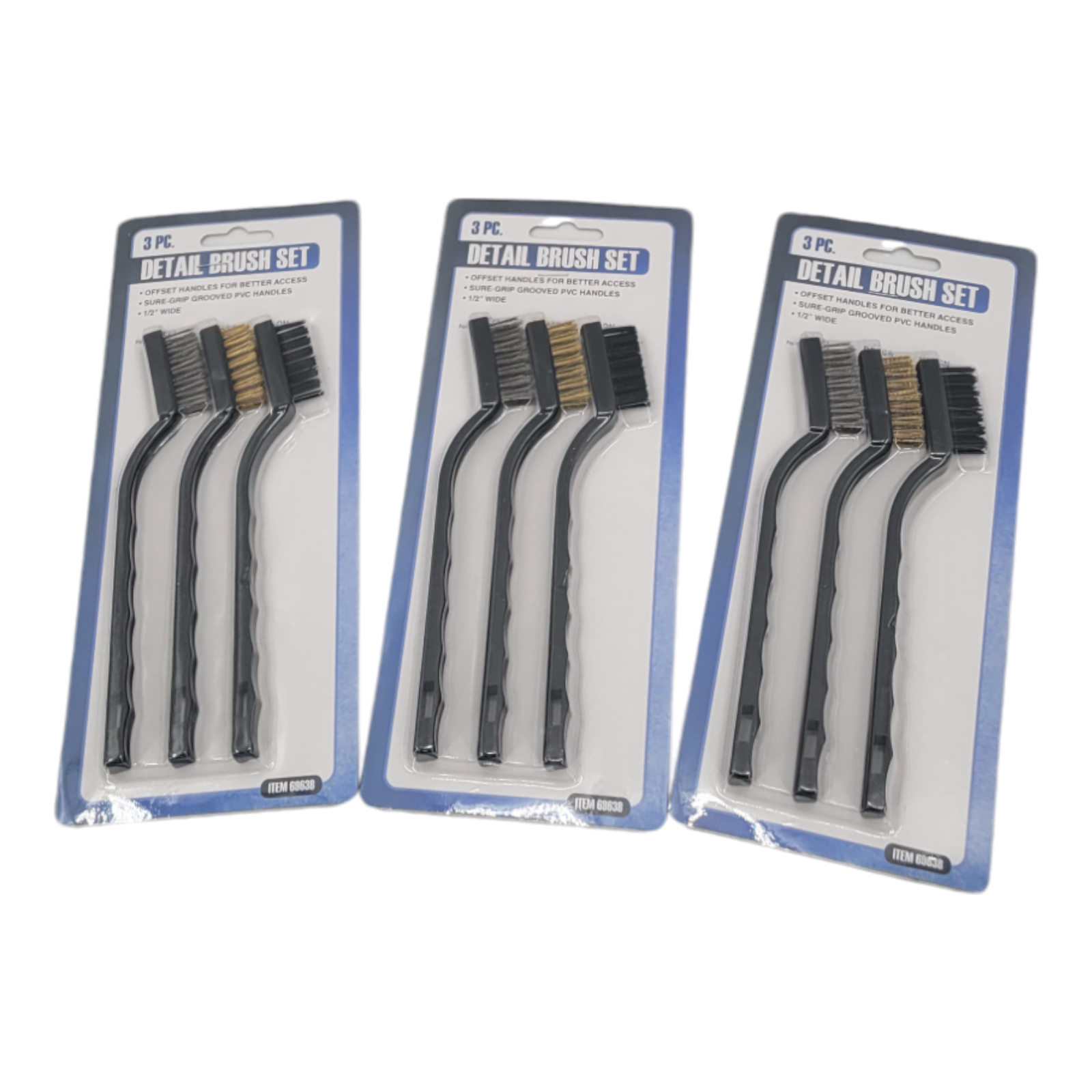 7" Mini Wire Brush Set 3 Piece Stainless Steel Brass Nylon 3 Pack Bundle