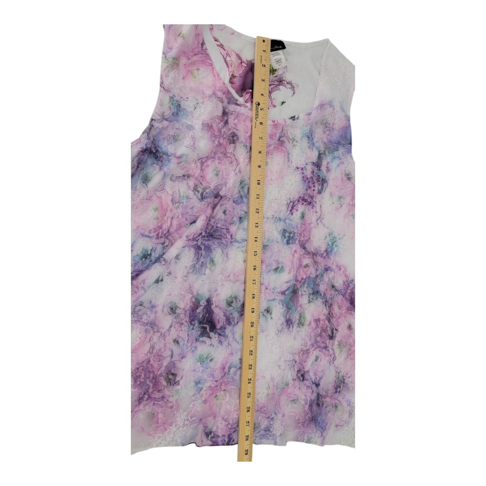 Brittany Black Women's Floral Lace Sleeveless Layered Top Purple Pink White 3X