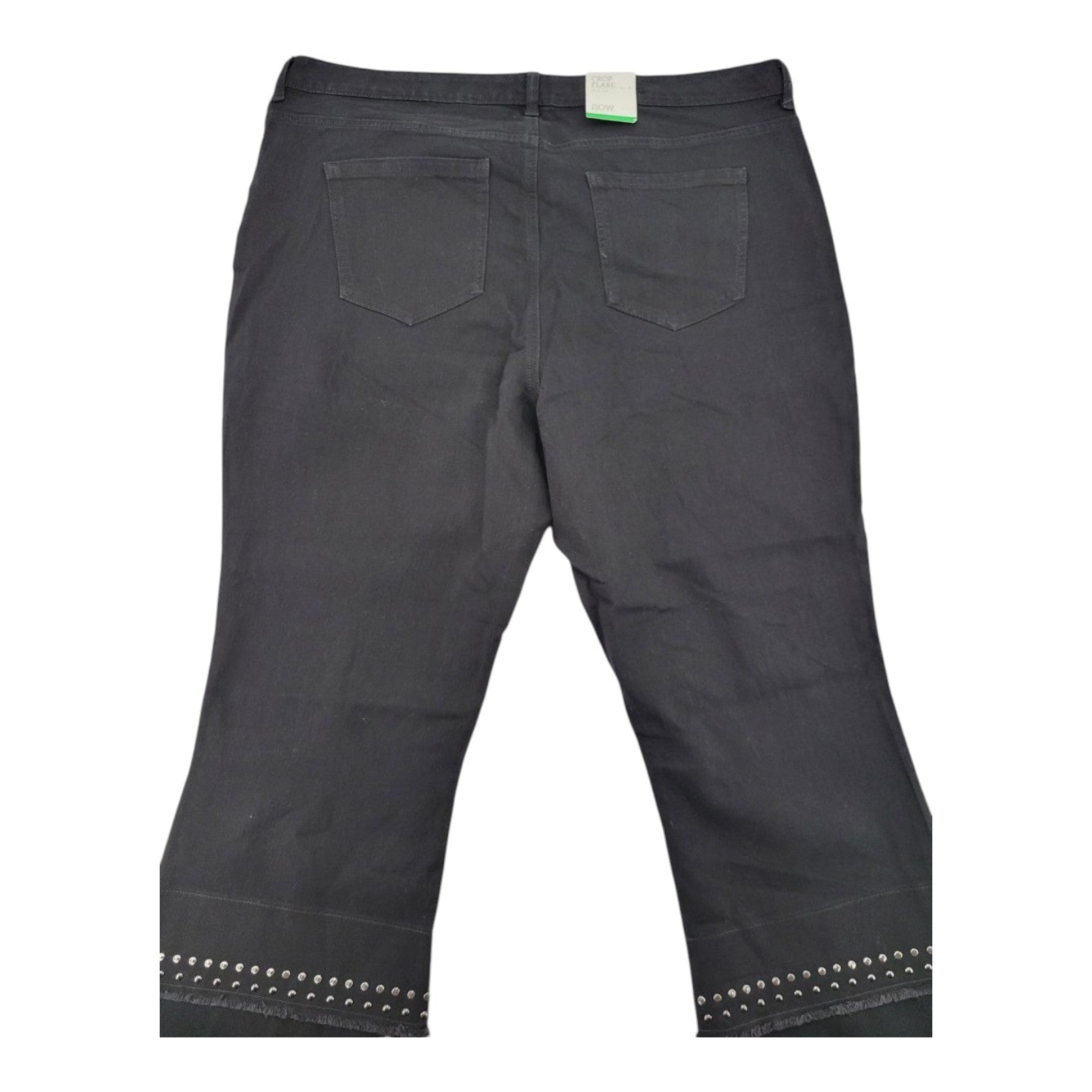 Style & Co Plus Crop Flare Pants 20W Black Rinse High Rise Stud Hem Stretch