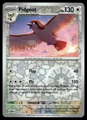 Pokemon 2023 Scarlet & Violet 151 Pidgeot Reverse Holo Uncommon #18 Near Mint