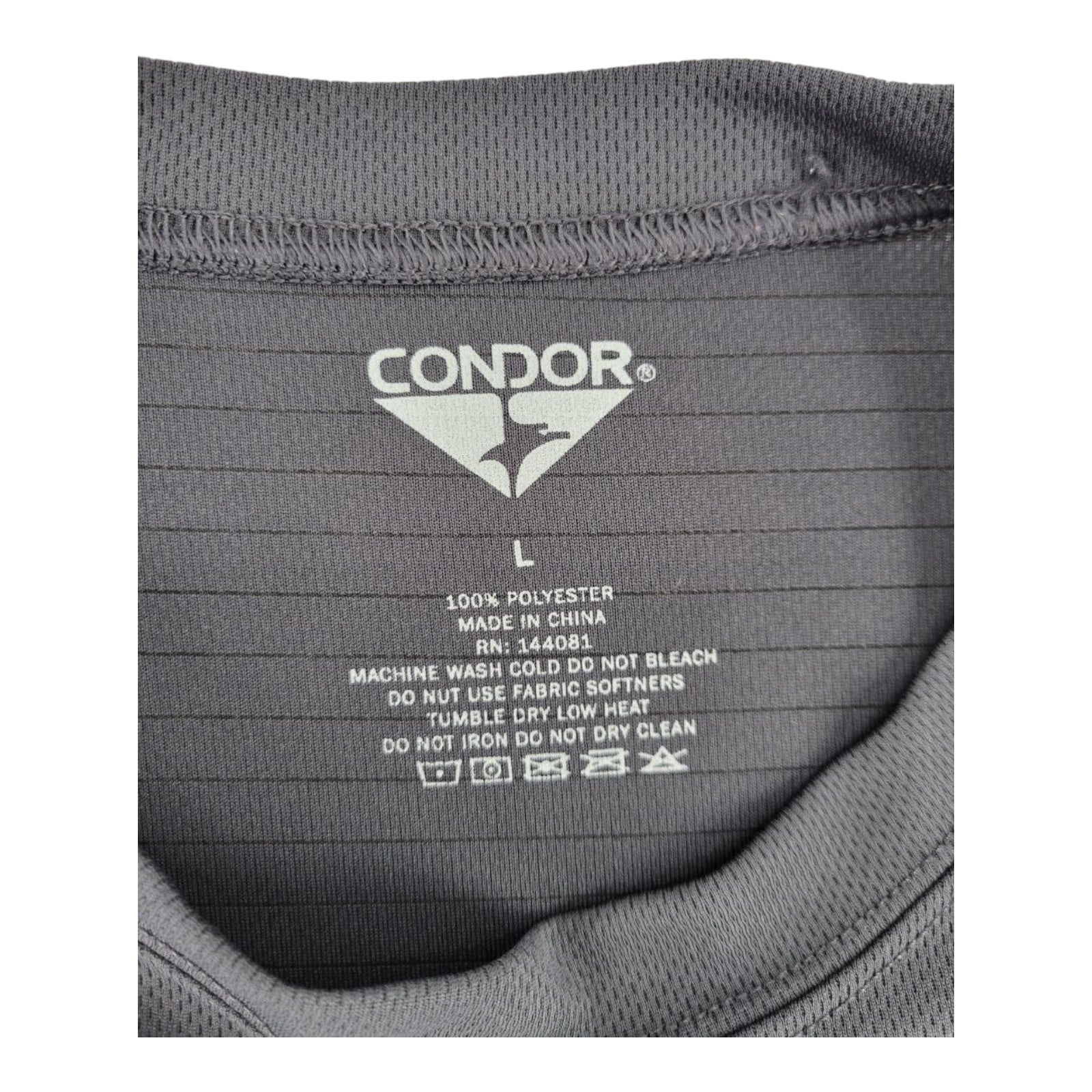 Condor Mens Gray Tactical Performance Shirt Moisture Wicking Size L