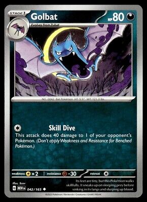 Pokemon 2023 Scarlet & Violet 151 Golbat Uncommon #42 Near Mint Card