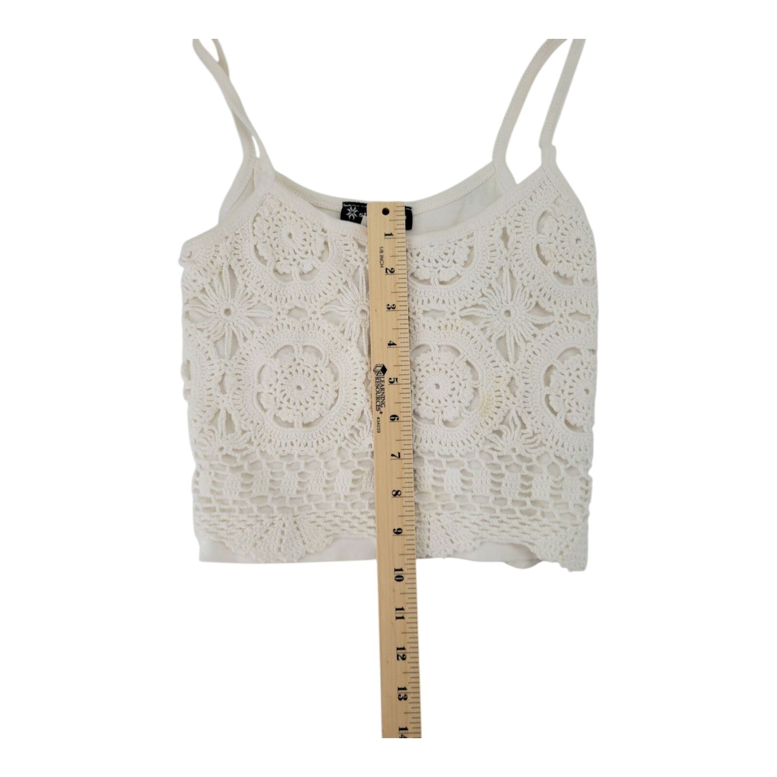 5th & Ocean Ivory Crochet Lace Crop Tank Top Womens Size Medium